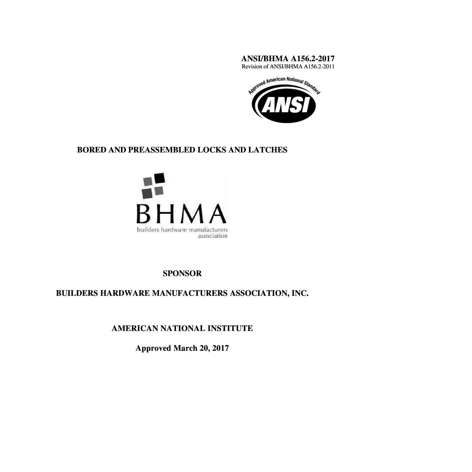 ANSI/BHMA A156.2-2017封面图