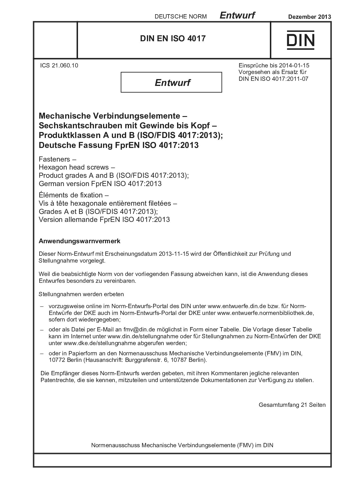 DIN EN ISO 4017 E:2013-12封面图
