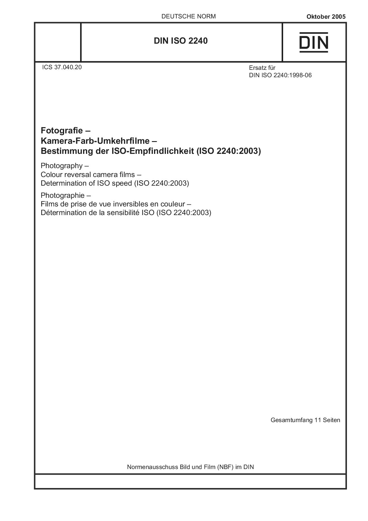 DIN ISO 2240:2005-10封面图