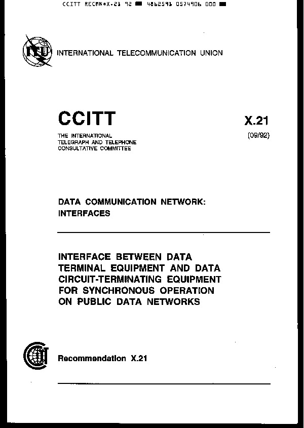 ITU-T X.21-1992封面图