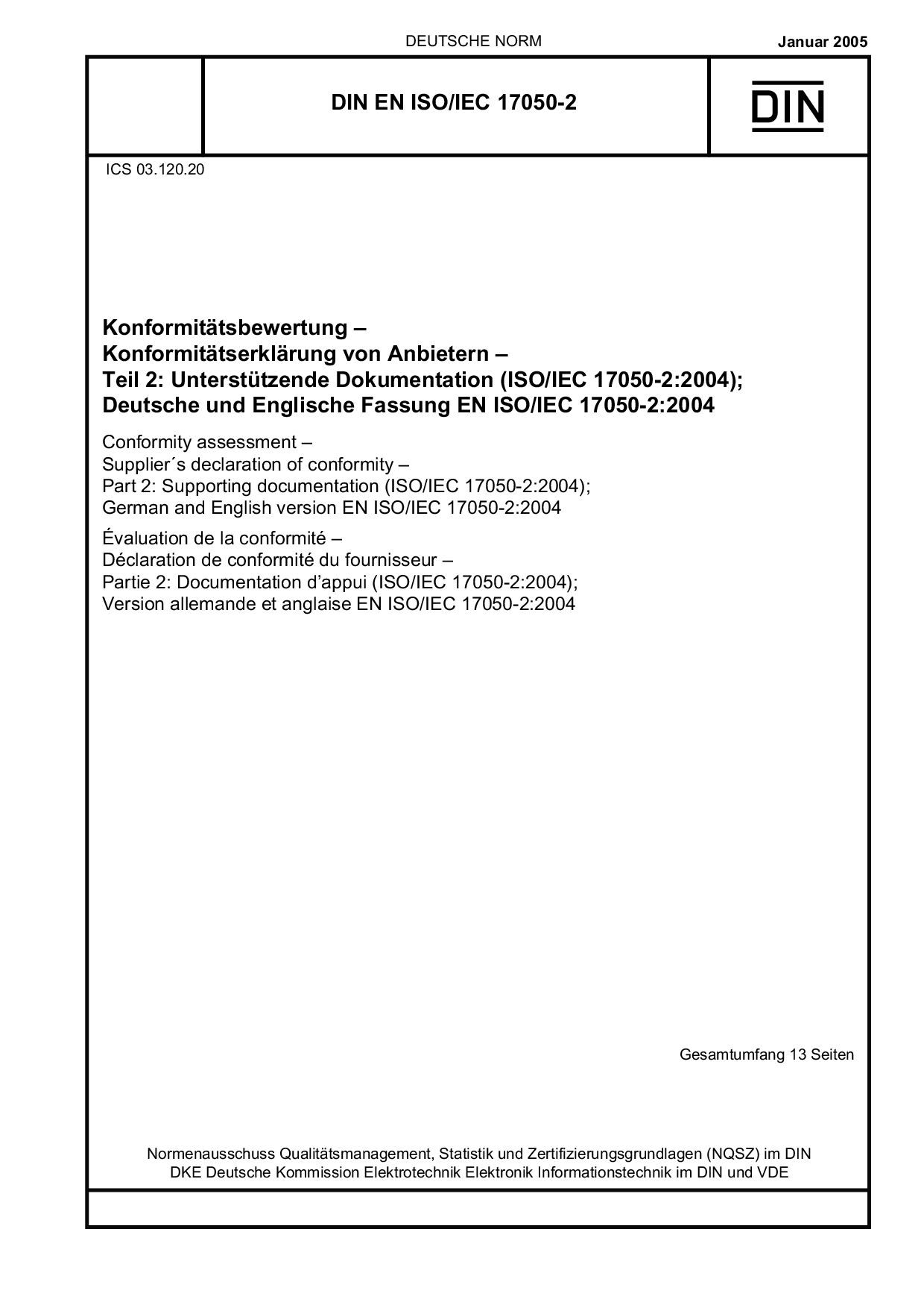 DIN EN ISO/IEC 17050-02:2005封面图