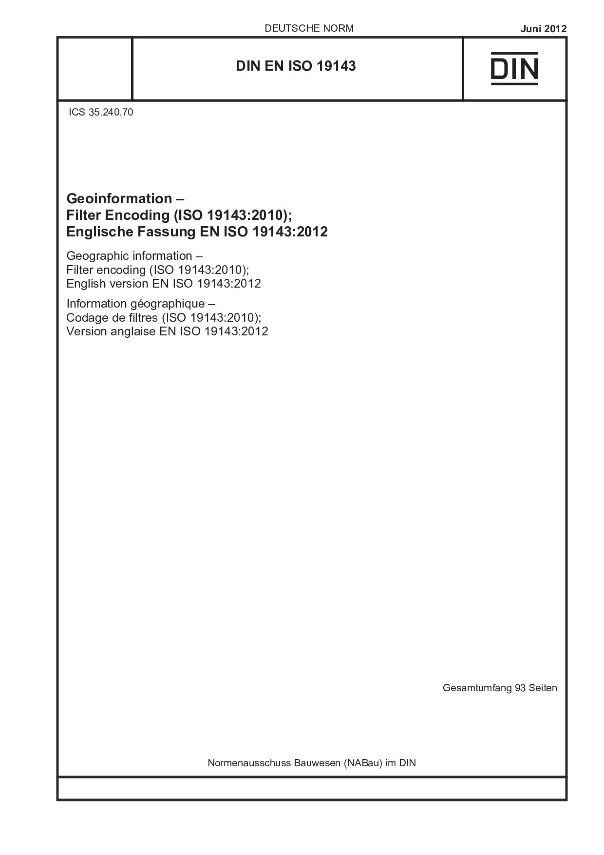 DIN EN ISO 19143:2012-06封面图