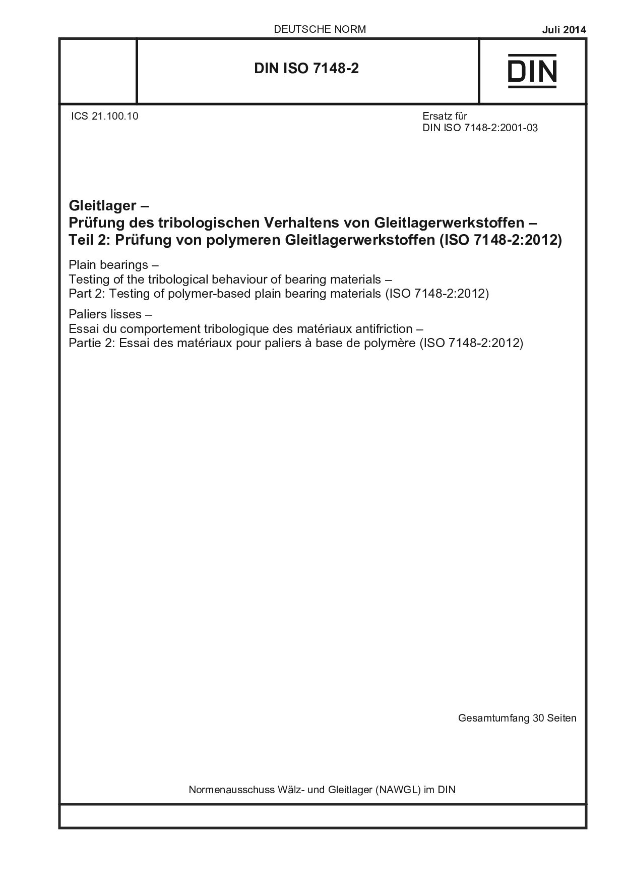 DIN ISO 7148-2:2014-07封面图