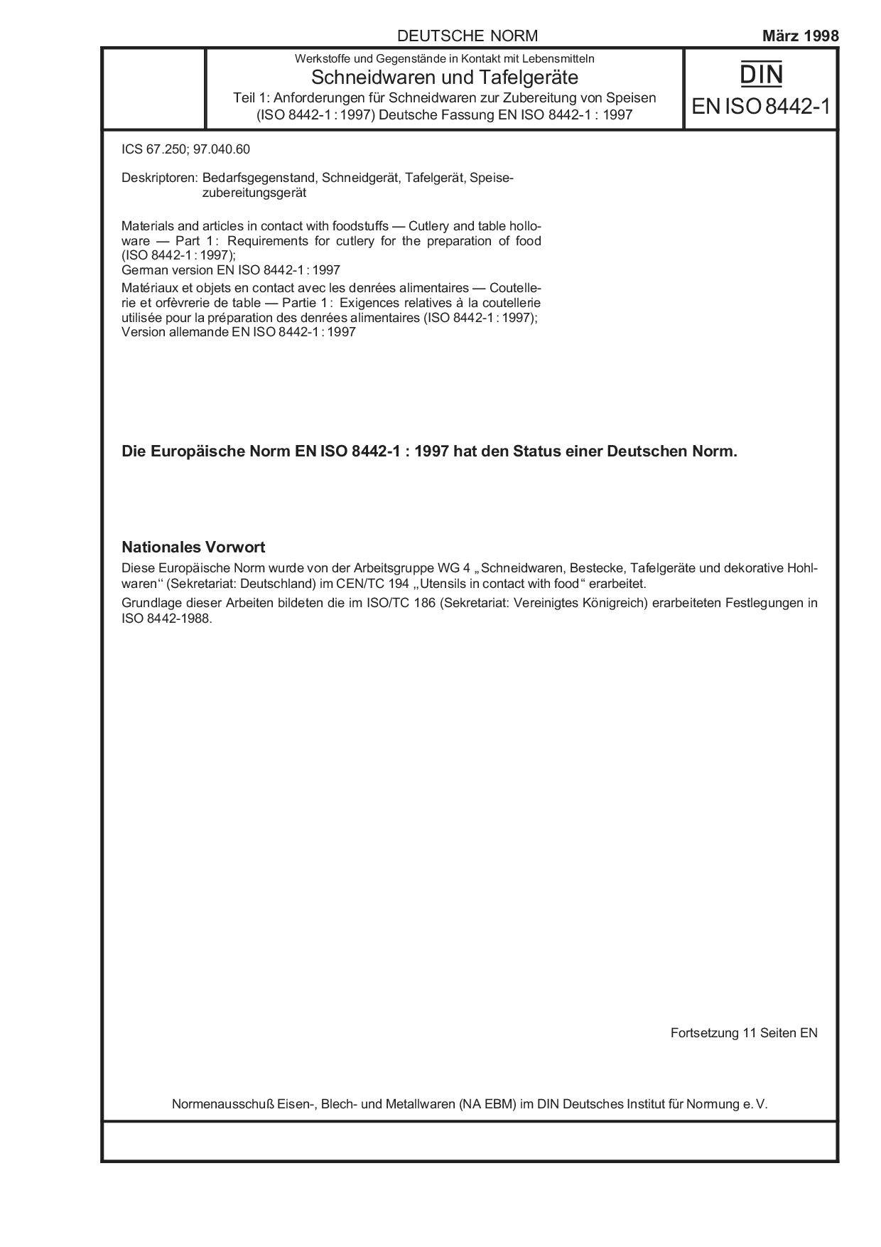 DIN EN ISO 8442-1:1998
