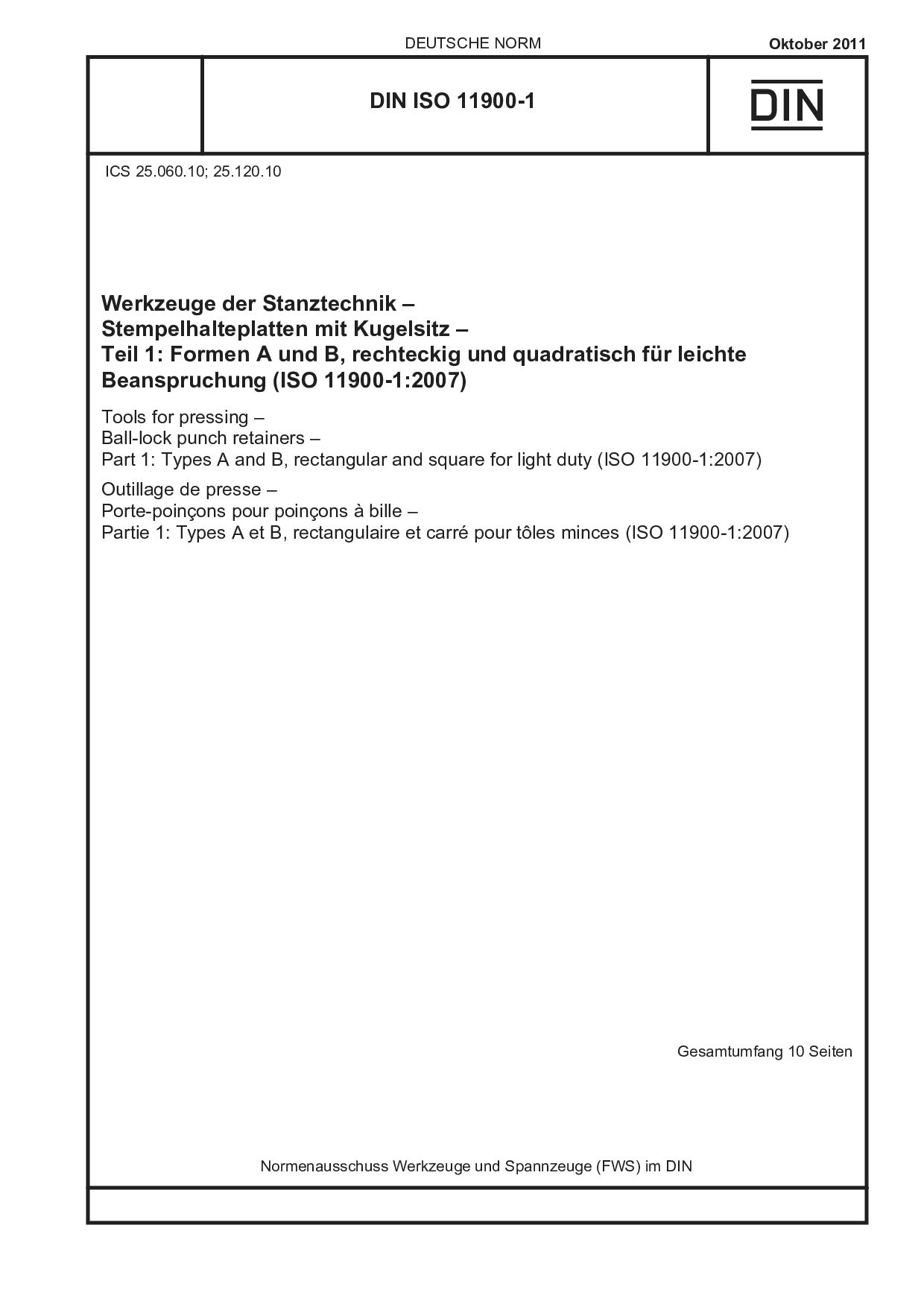 DIN ISO 11900-1:2011封面图