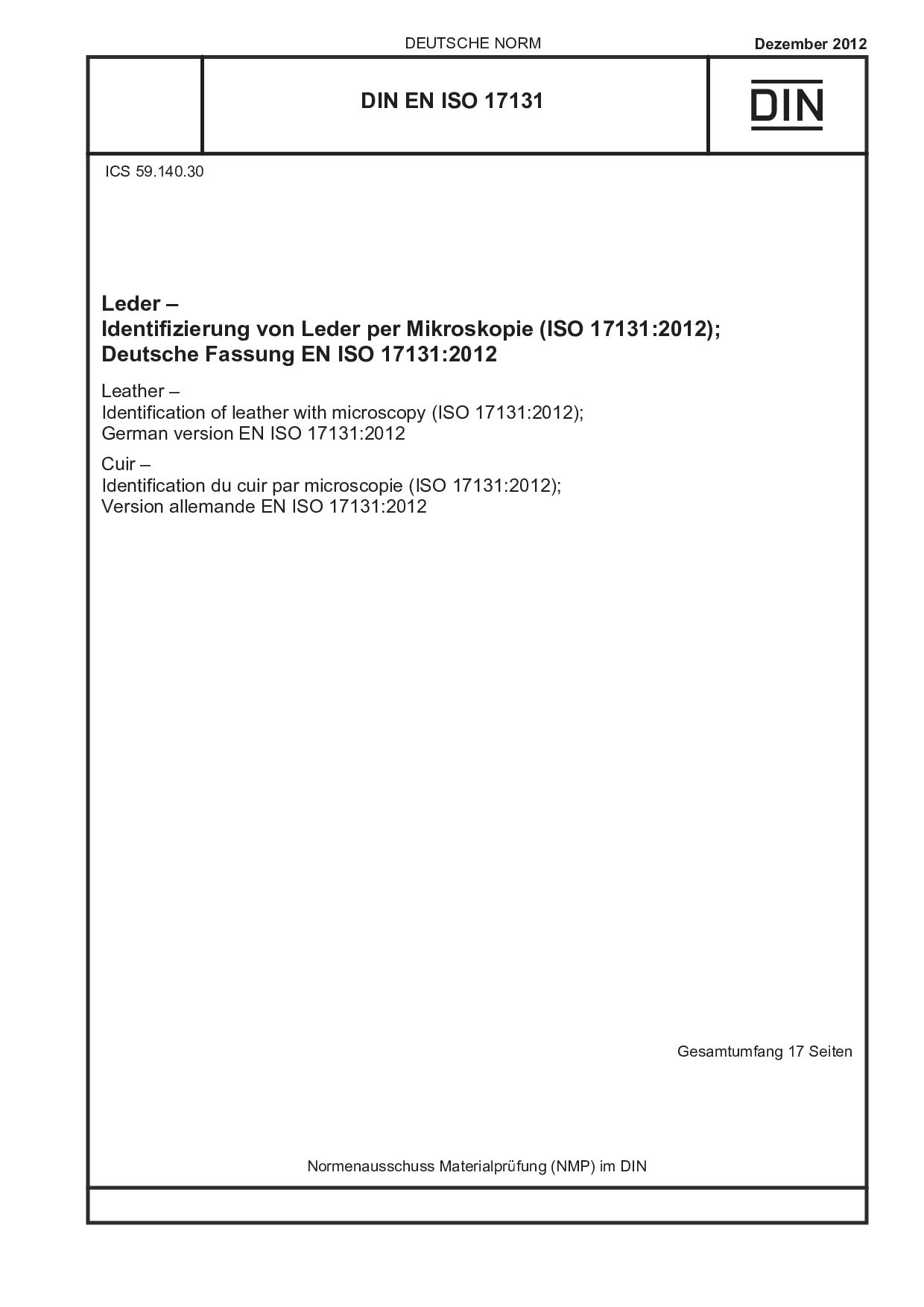 DIN EN ISO 17131:2012封面图