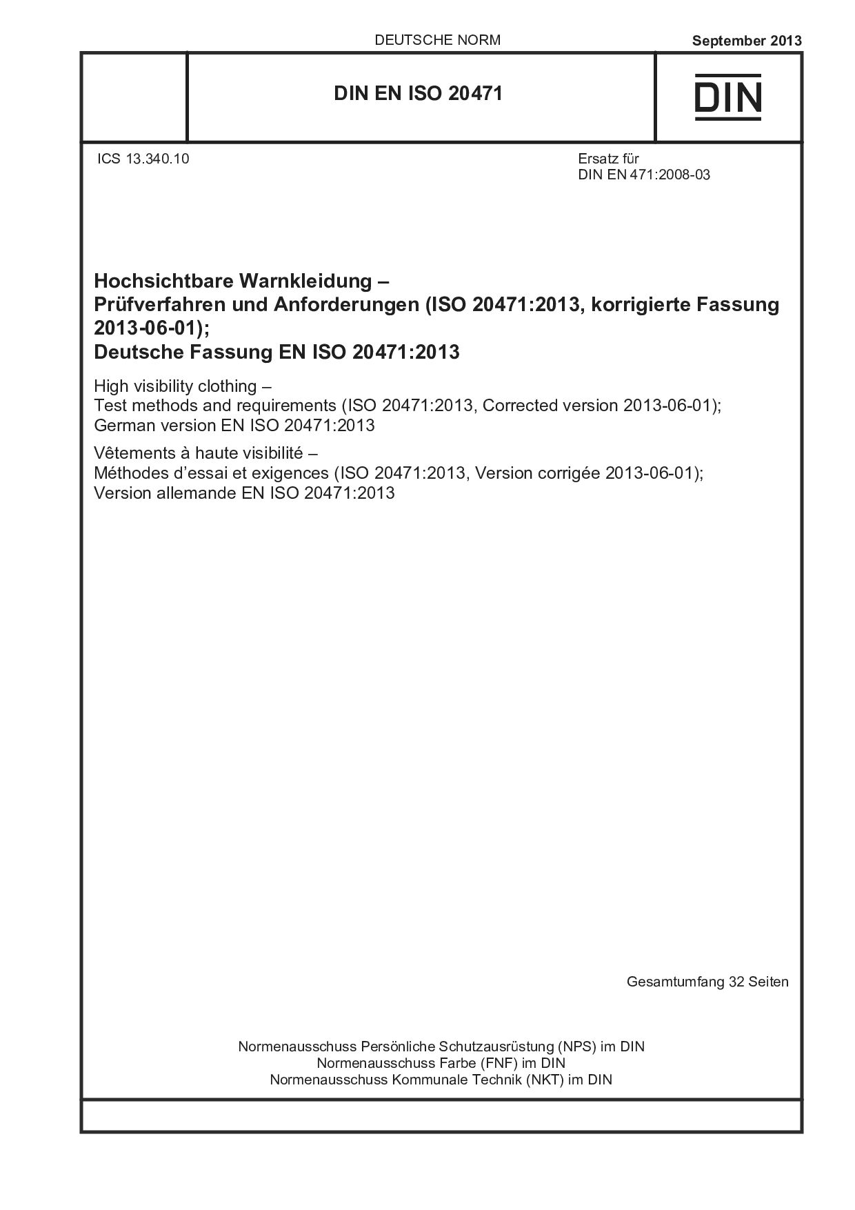 DIN EN ISO 20471:2013封面图