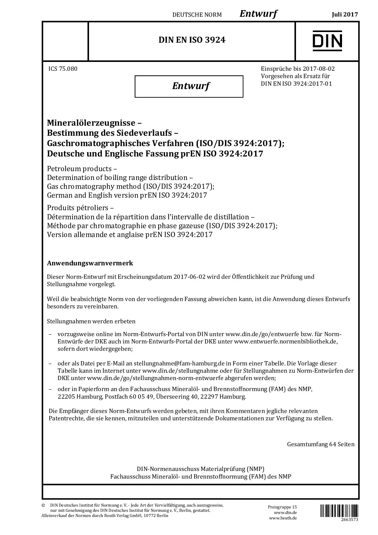 DIN EN ISO 3924 E:2017-07封面图
