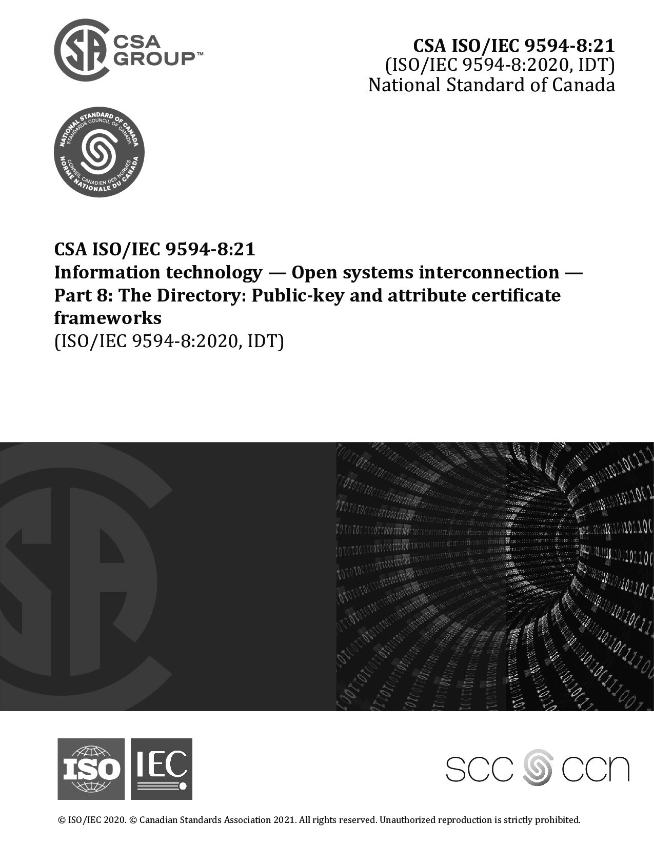 CSA ISO/IEC 9594-8:2021封面图