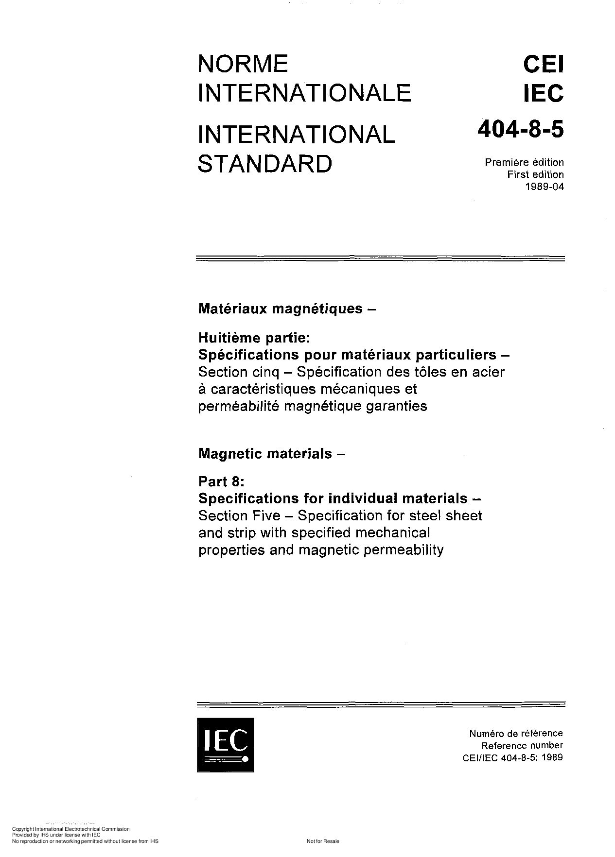 IEC 60404-8-5-1989