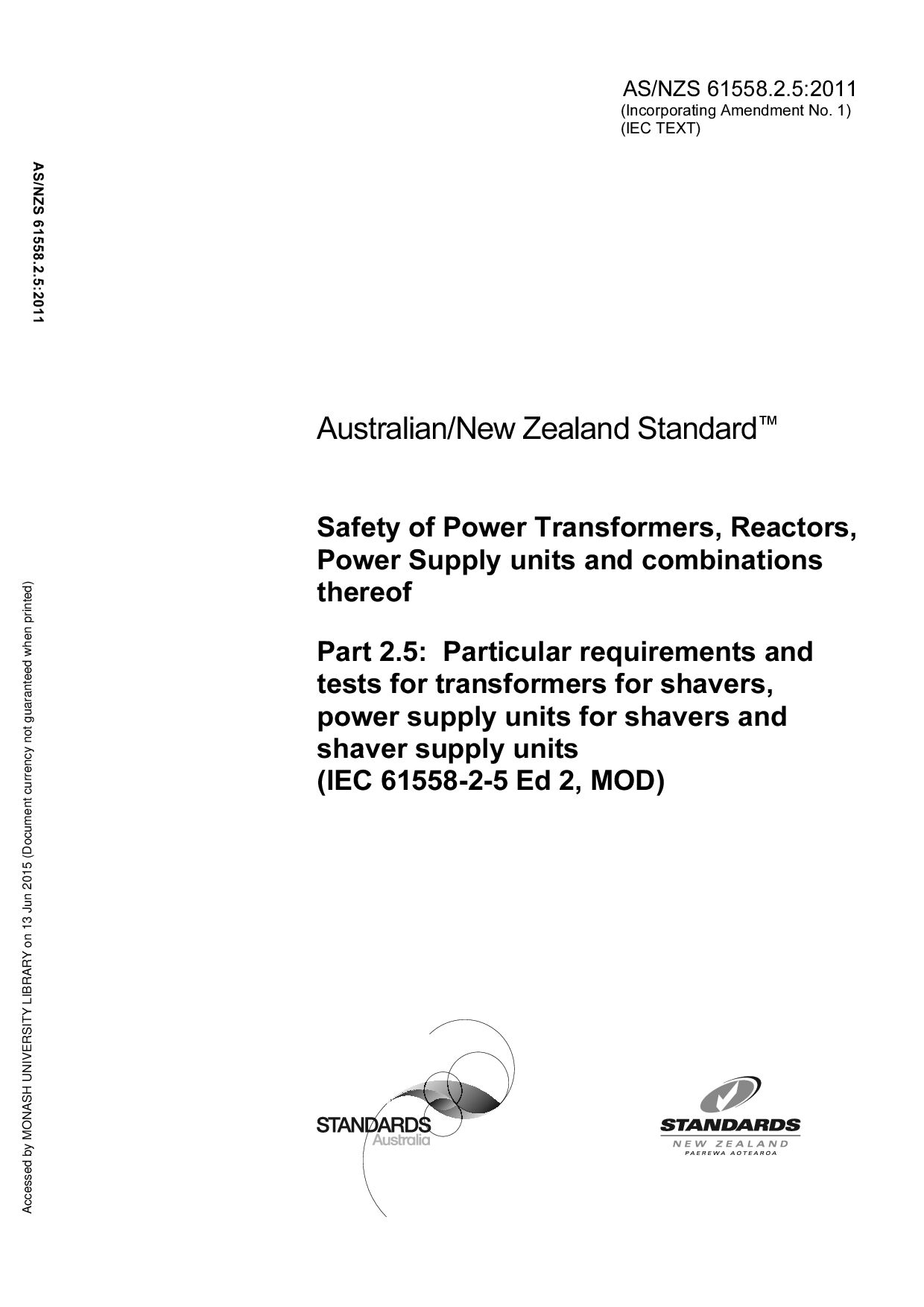 AS/NZS 61558.2.5:2011(R2012)封面图