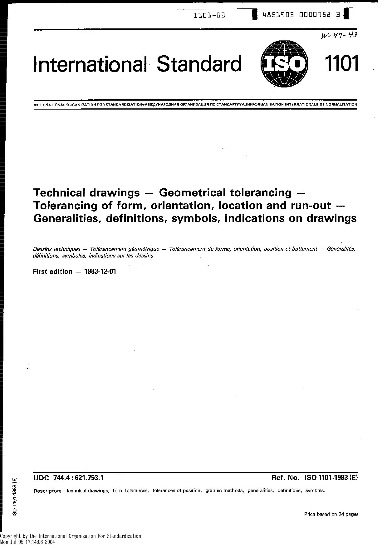 ISO 1101:1983封面图