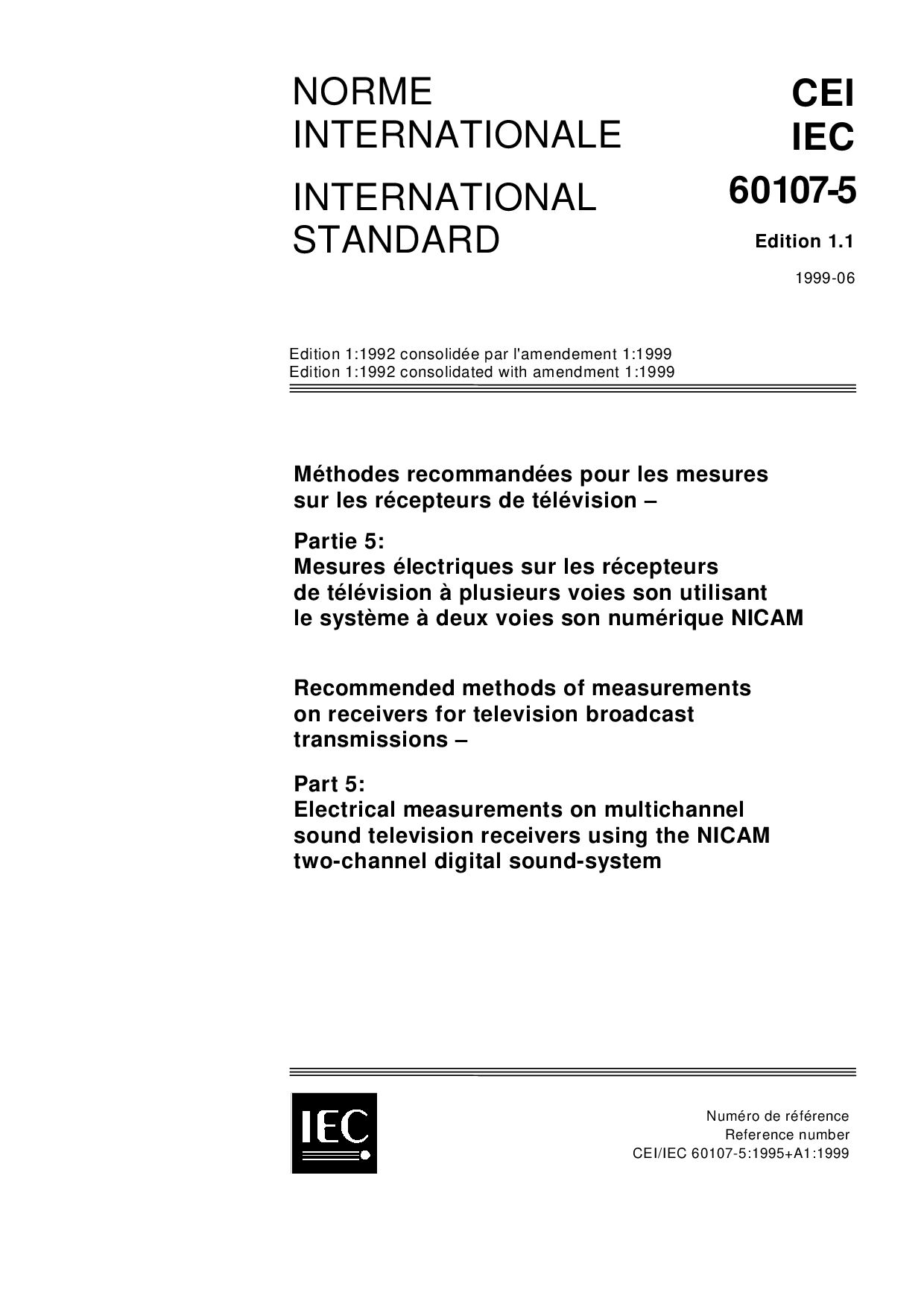 IEC 60107-5:1999封面图