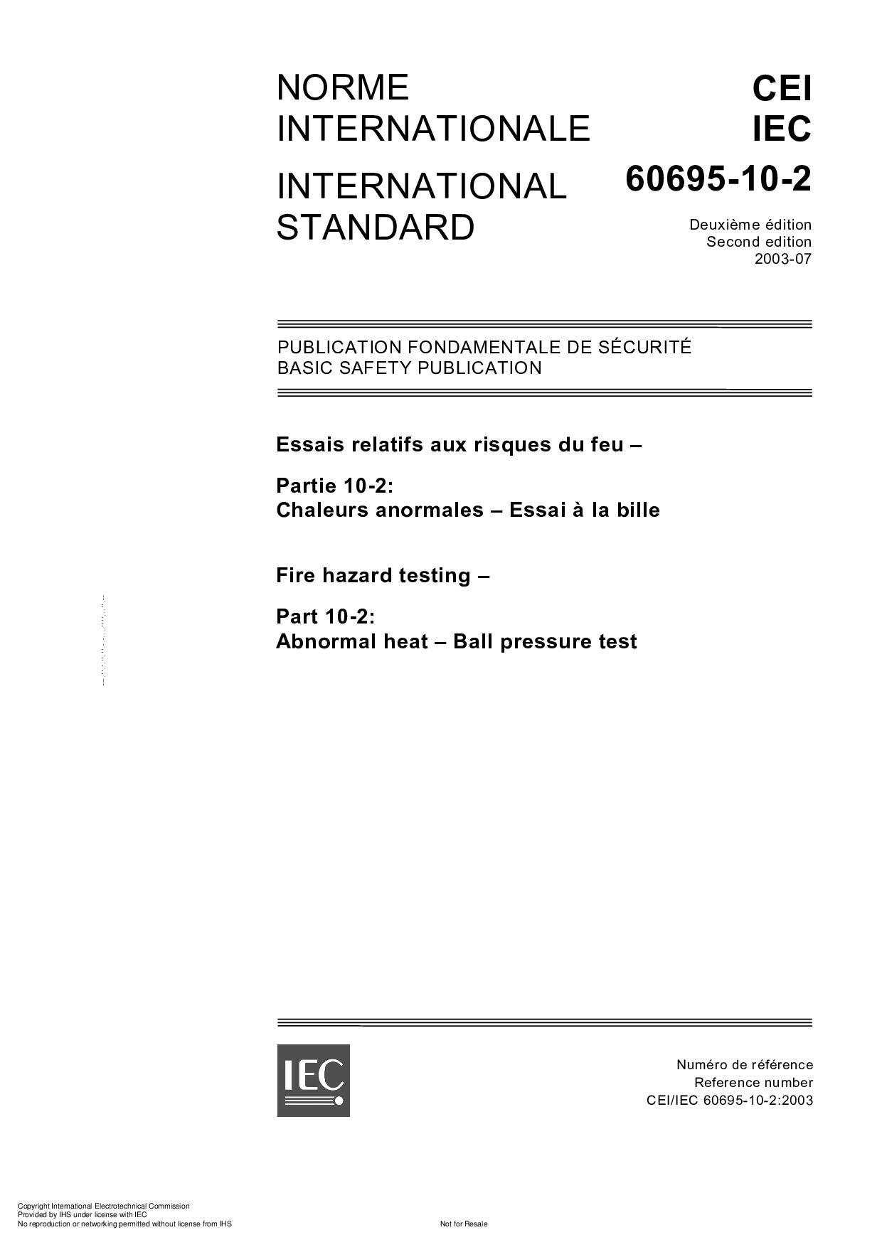IEC 60695-10-2:2003封面图
