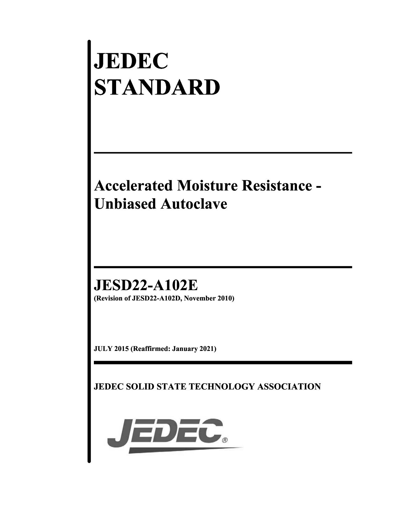 JEDEC JESD22-A102E-2015(2021)