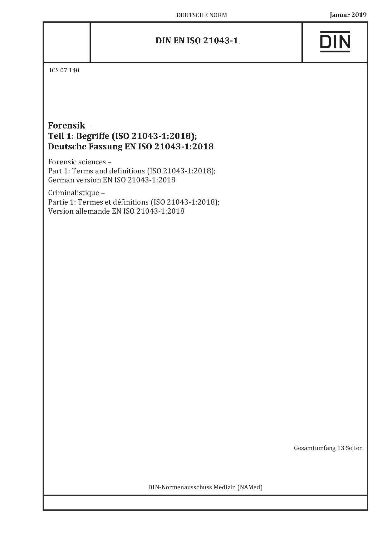 DIN EN ISO 21043-1:2019-01