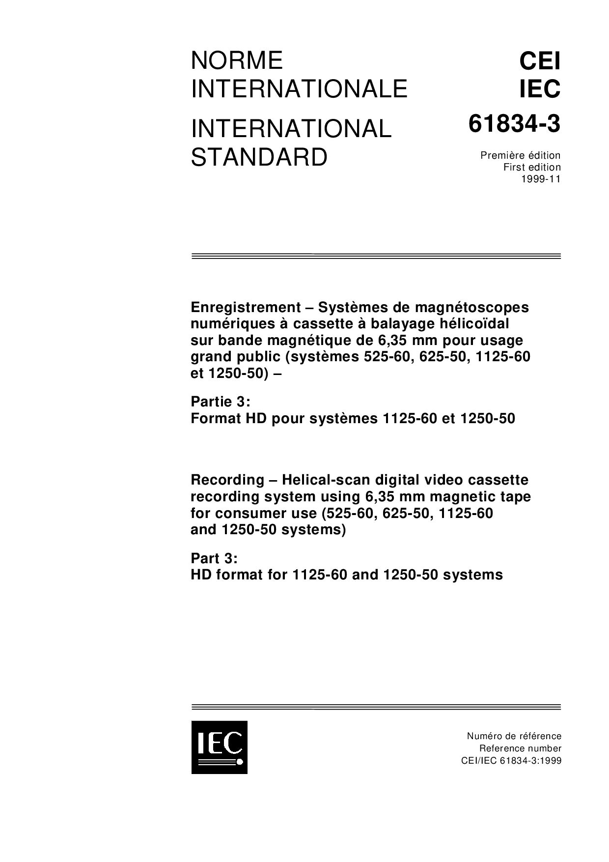IEC 61834-3:1999封面图