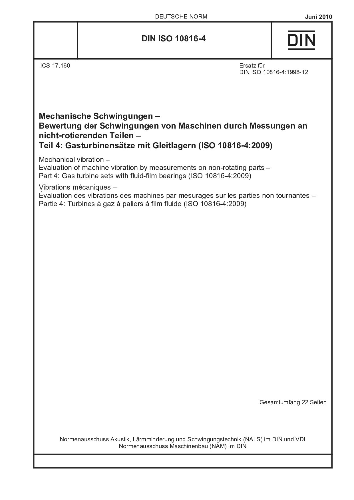 DIN ISO 10816-4:2010封面图