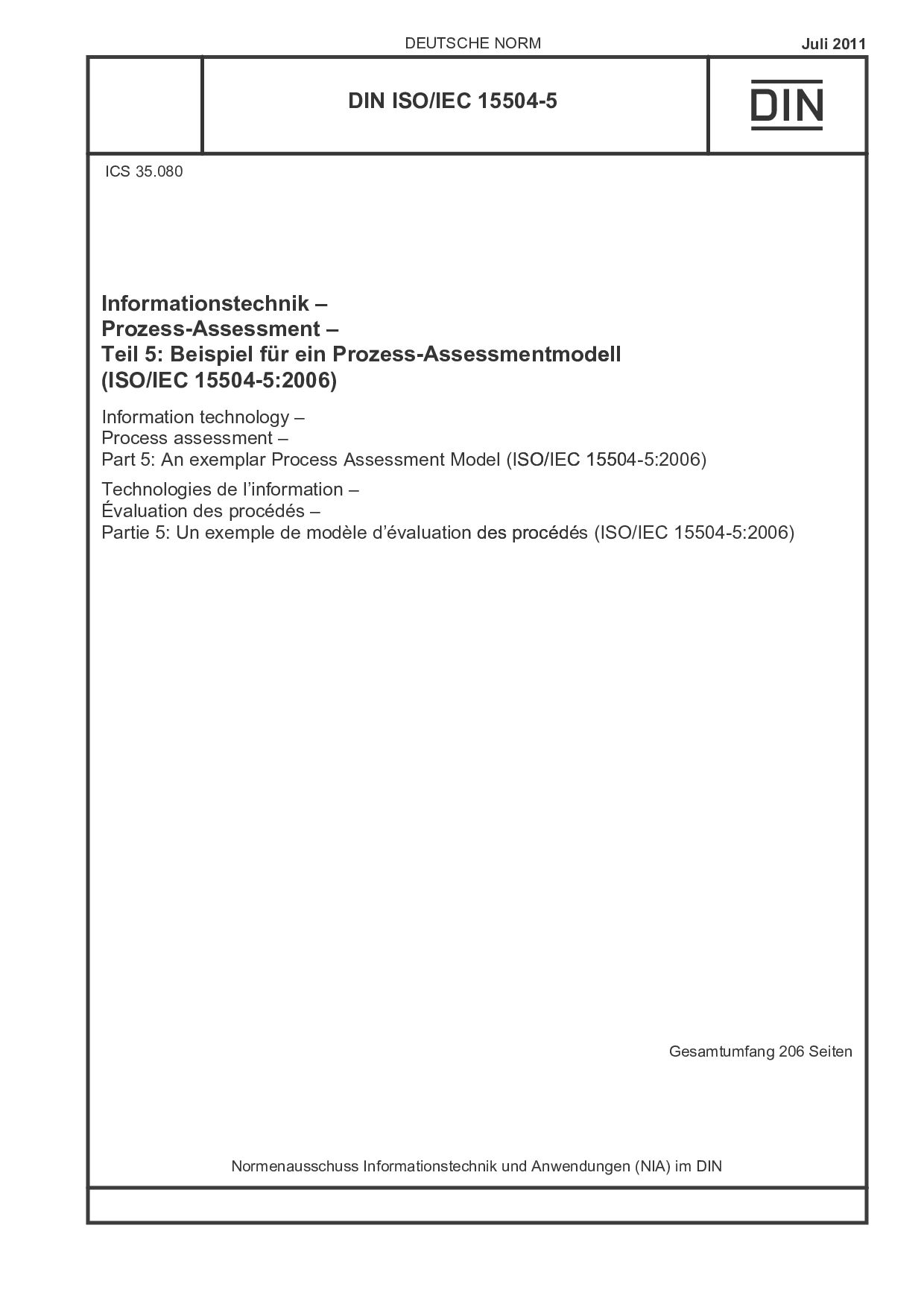 DIN ISO/IEC 15504-5:2011封面图