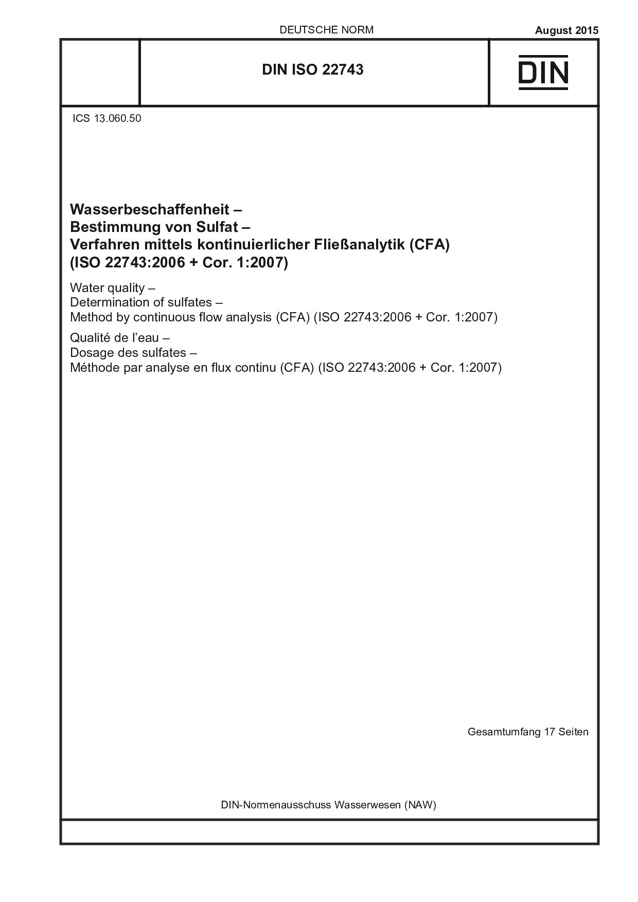 DIN ISO 22743:2015封面图
