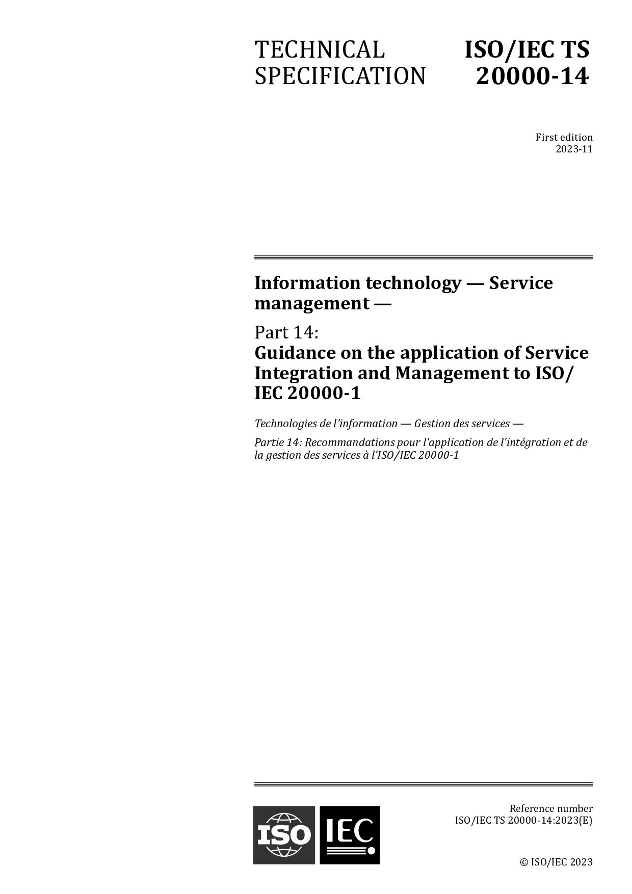 ISO/IEC TS 20000-14:2023封面图