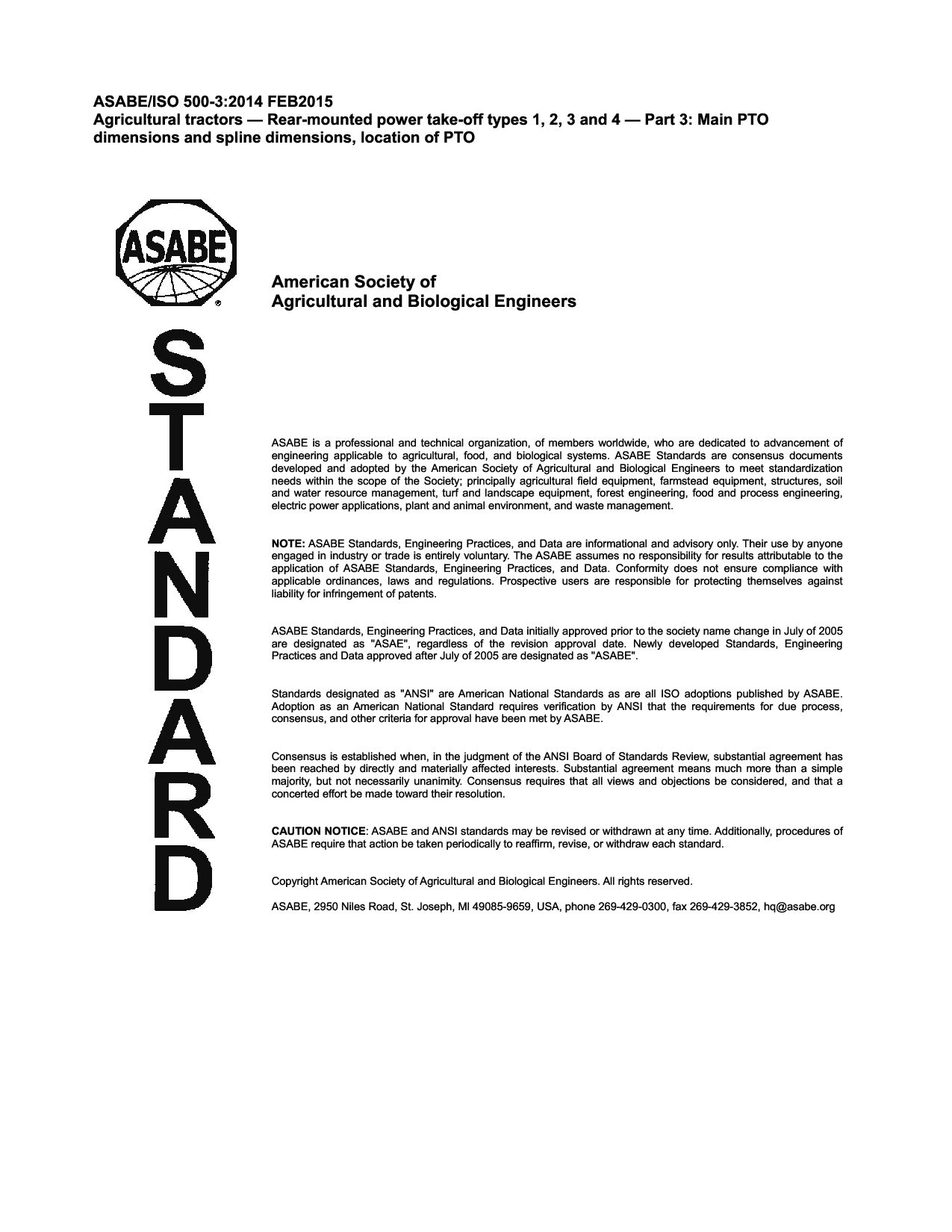 ASABE ISO 500-3-2014(2015)封面图