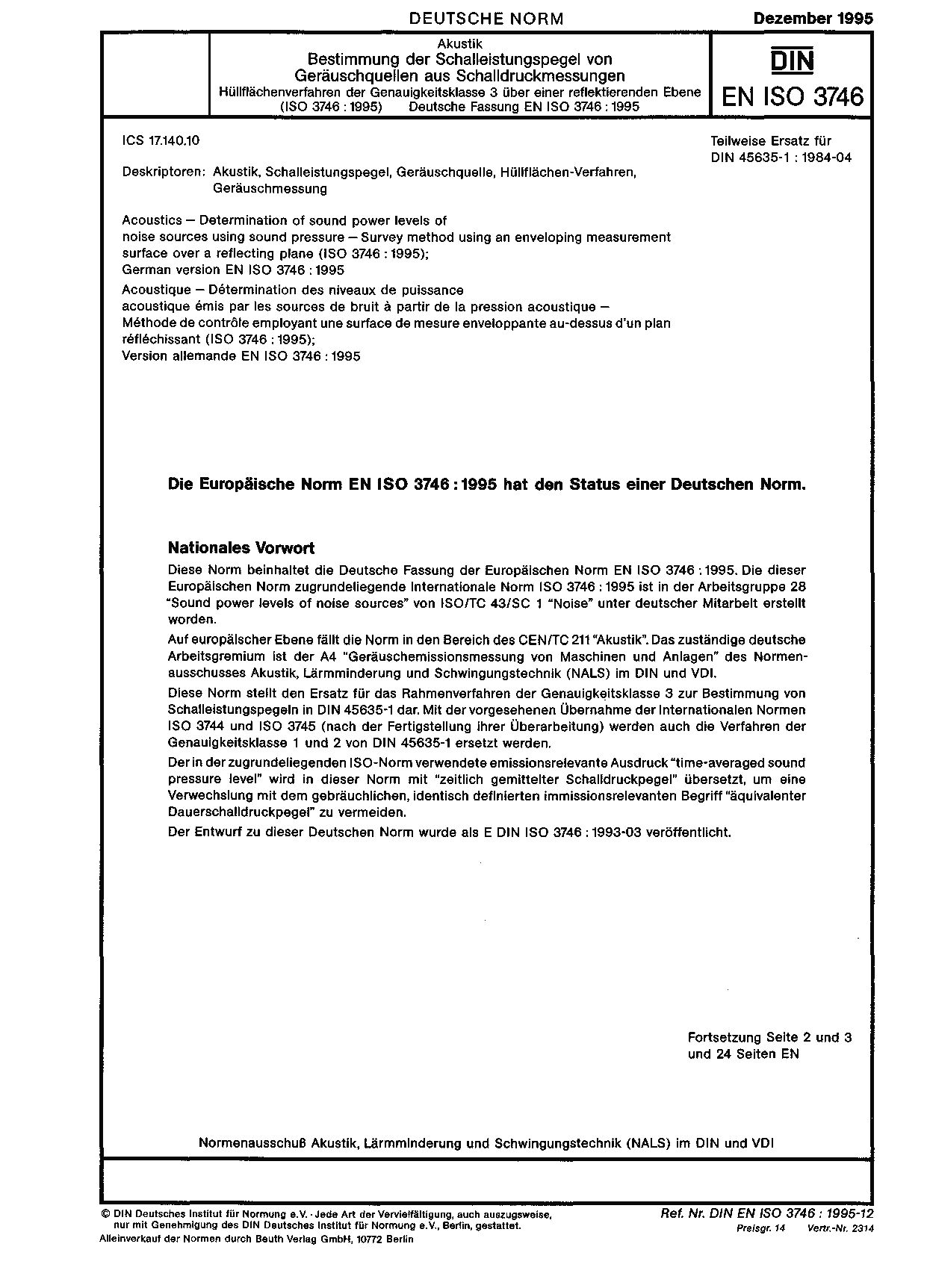 DIN EN ISO 3746:1995封面图