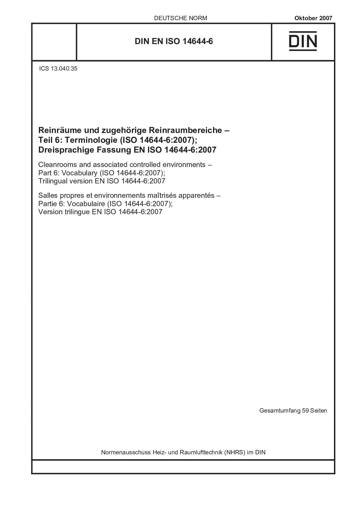 DIN EN ISO 14644-6:2007封面图