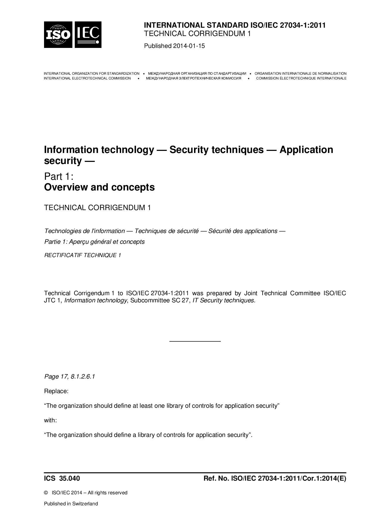 ISO/IEC 27034-1:2011/cor 1:2014封面图