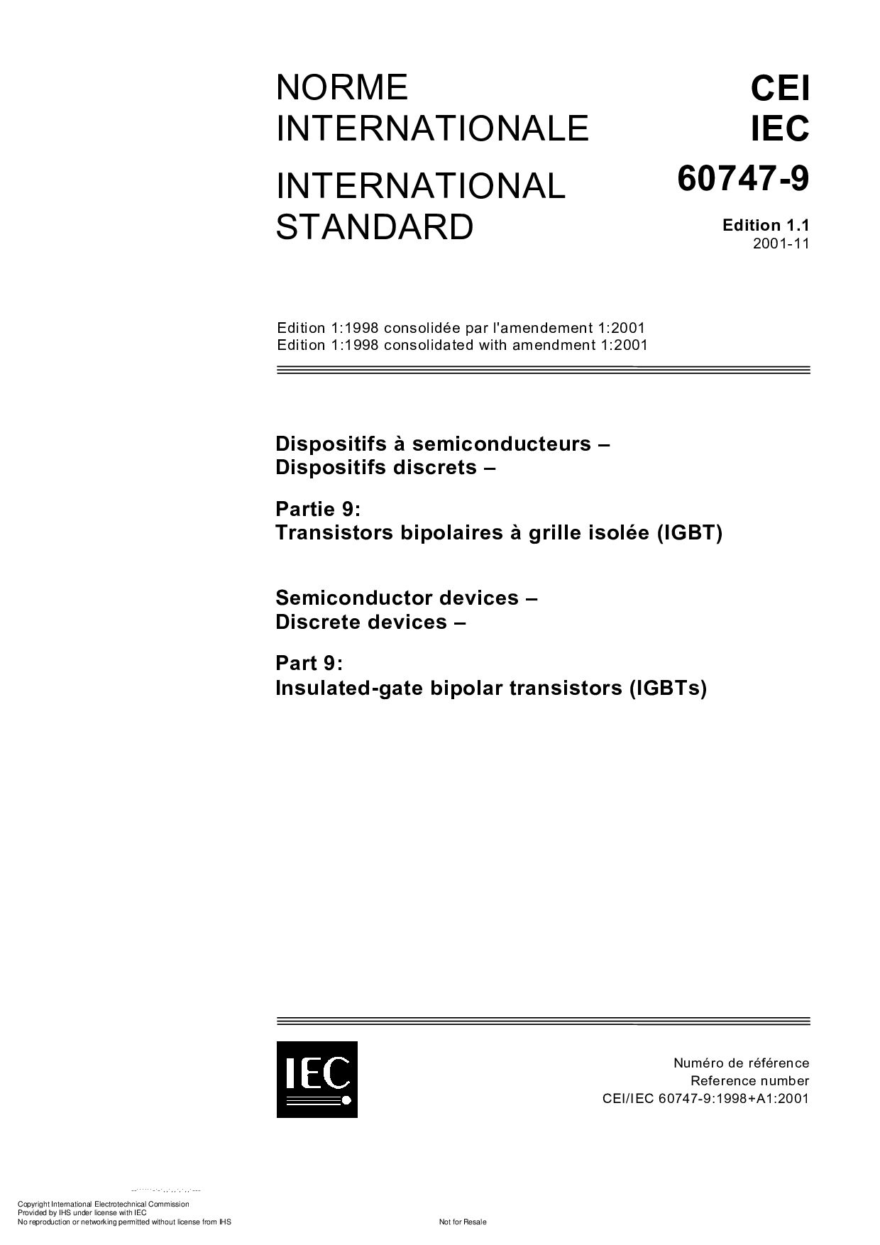 IEC 60747-9:2001封面图