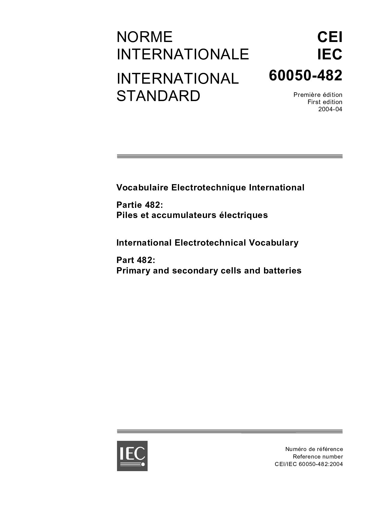 IEC 60050-482:2004封面图