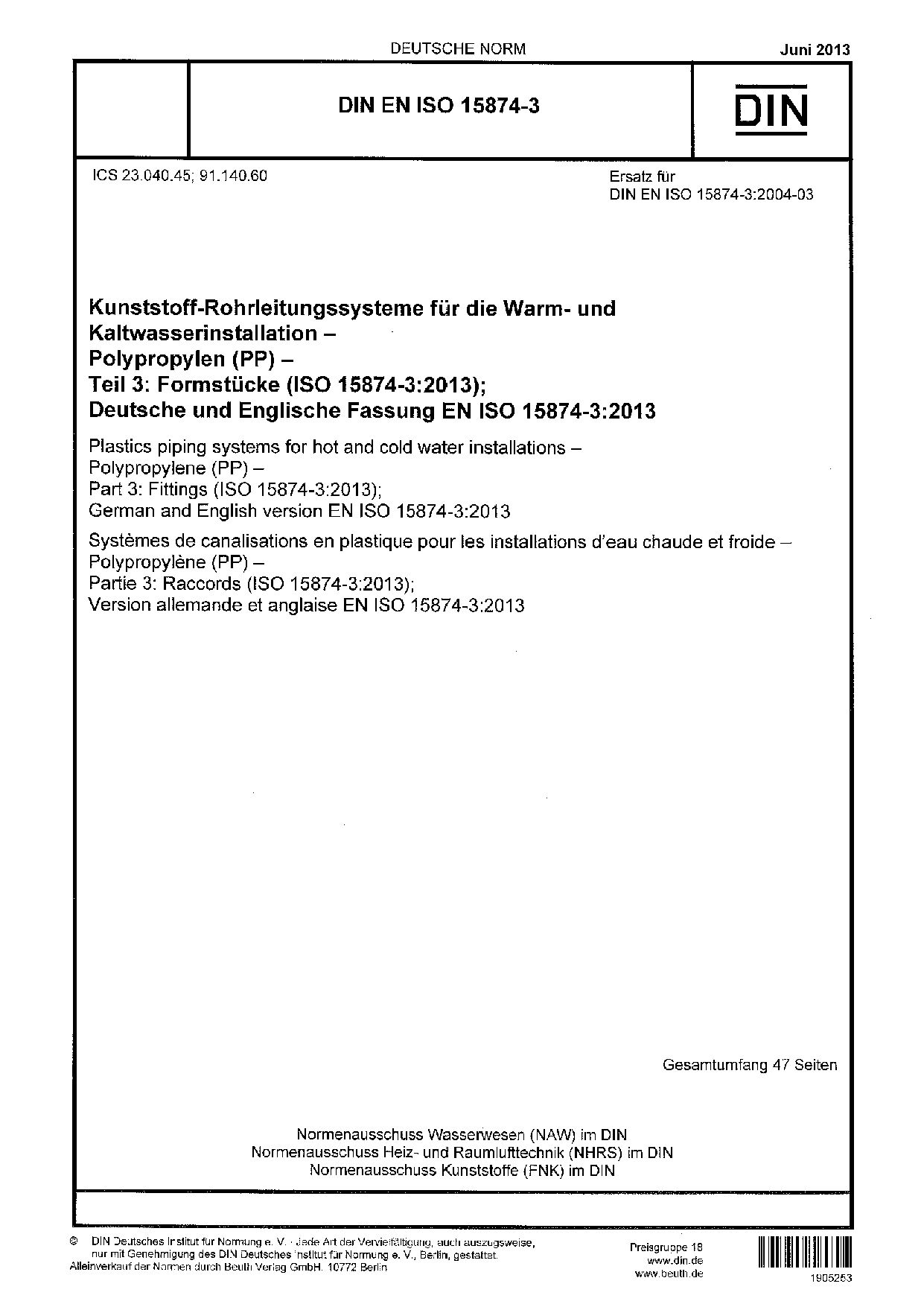 DIN EN ISO 15874-3:2013
