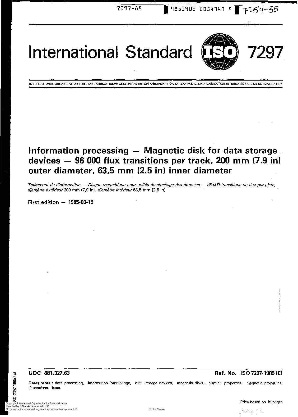 ISO 7297:1985封面图
