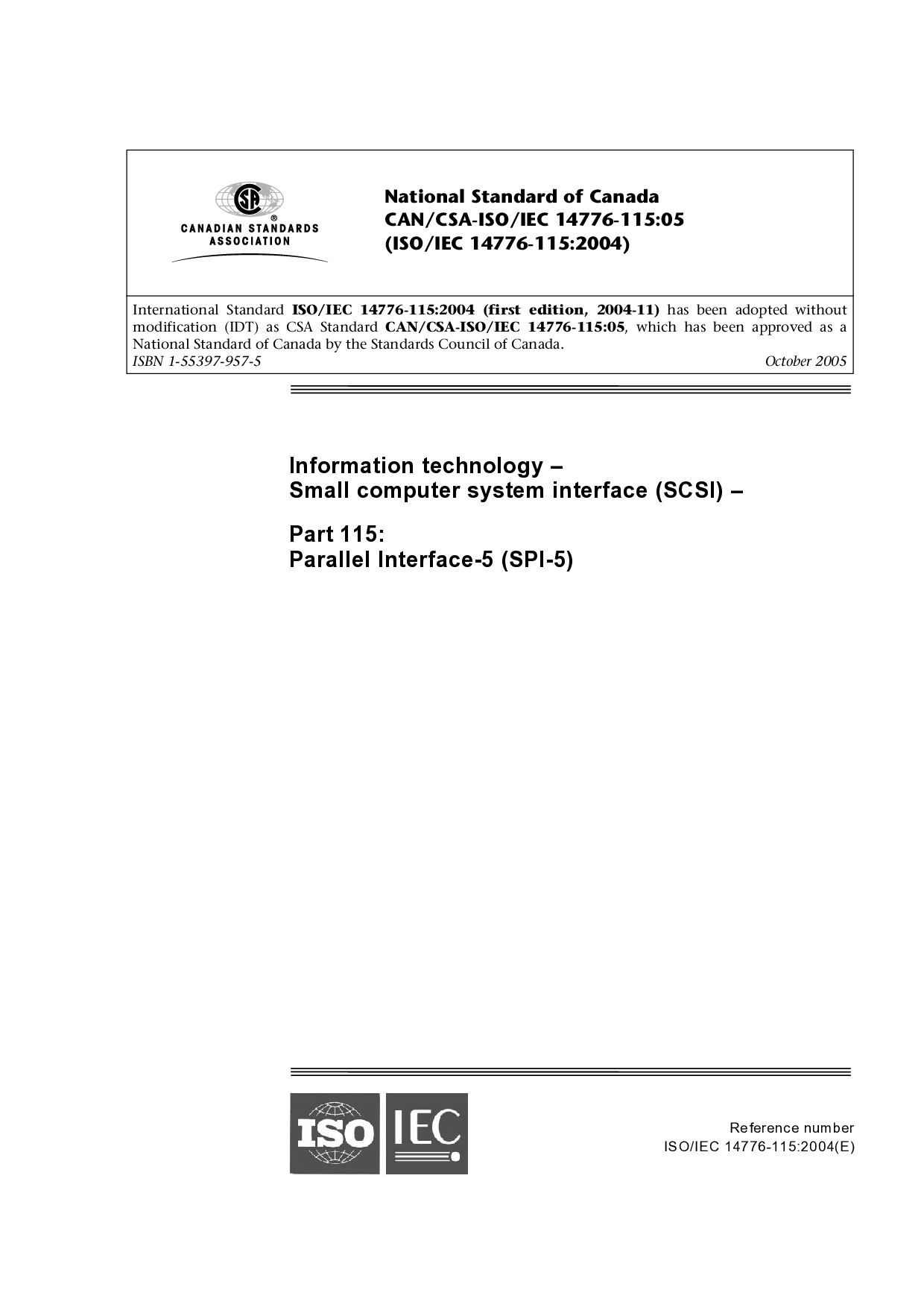 CAN/CSA-ISO/IEC 14776-115:2005封面图
