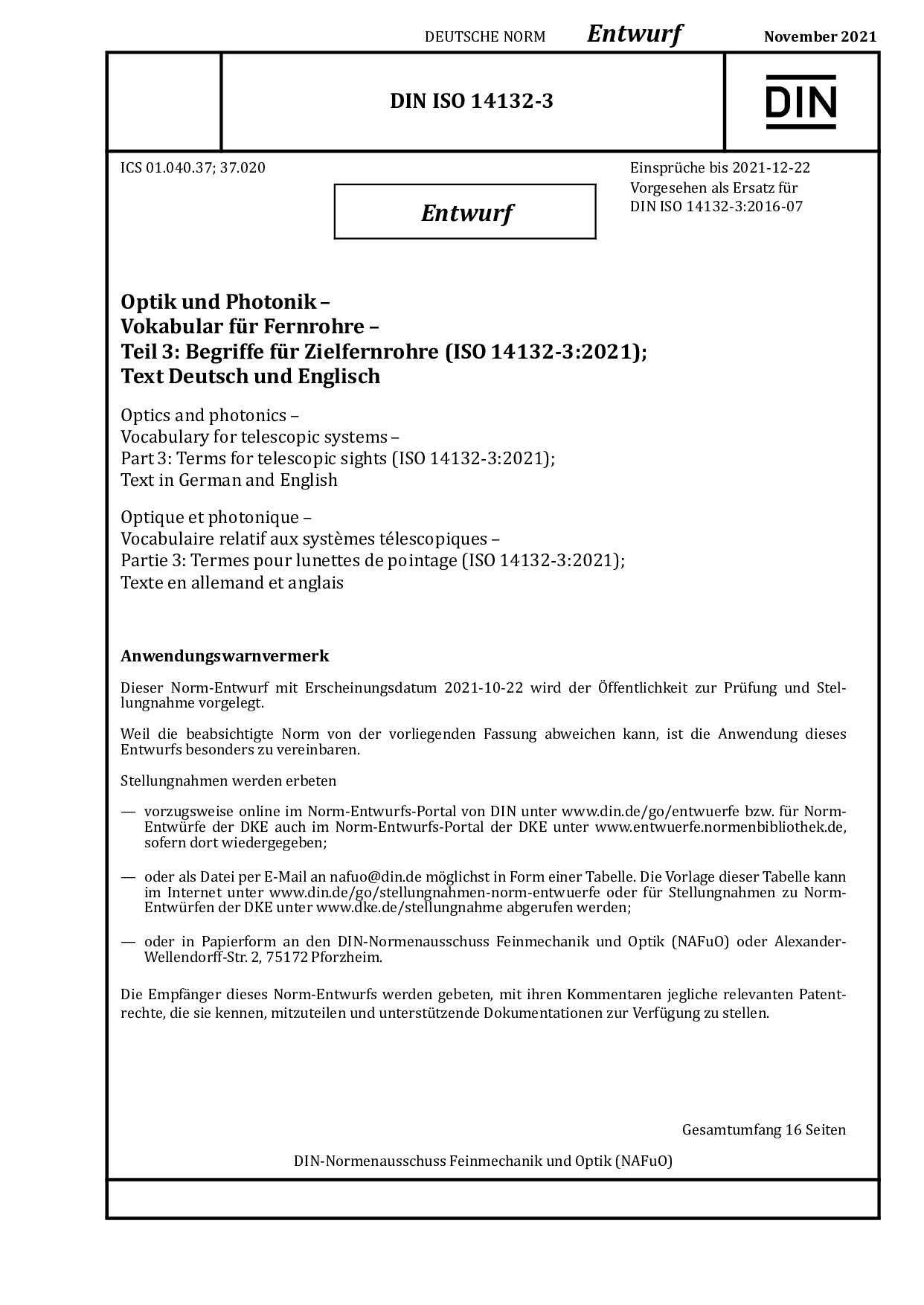 DIN ISO 14132-3 E:2021-11封面图