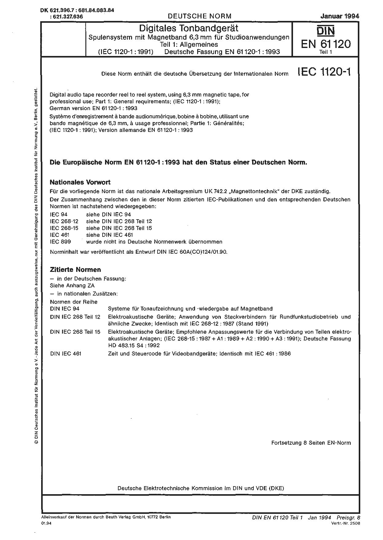 DIN EN 61120-1:1994封面图