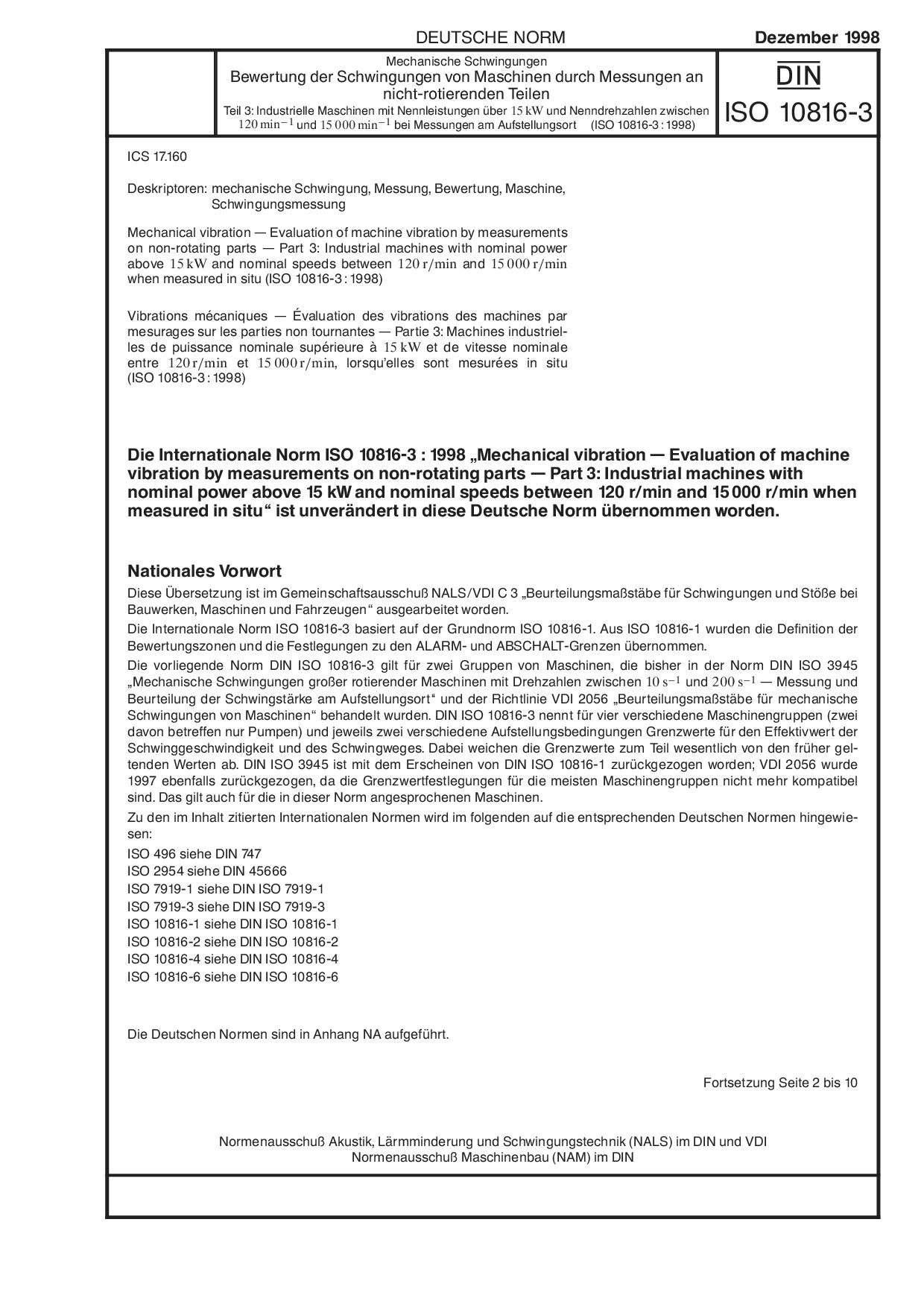 DIN ISO 10816-3:1998-12封面图