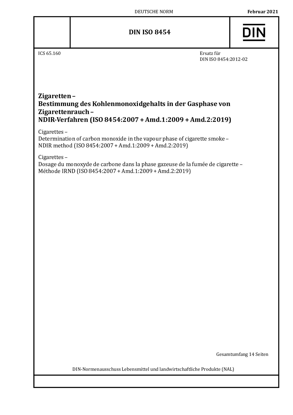 DIN ISO 8454:2021-02封面图