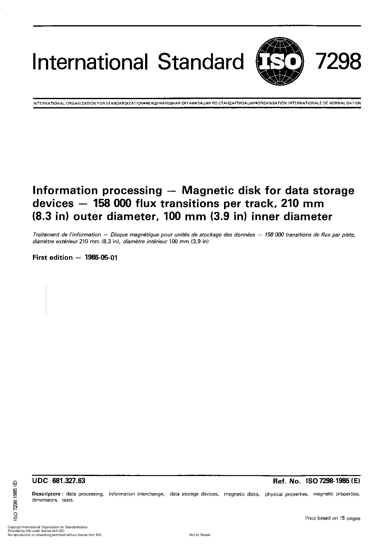 ISO 7298:1985封面图