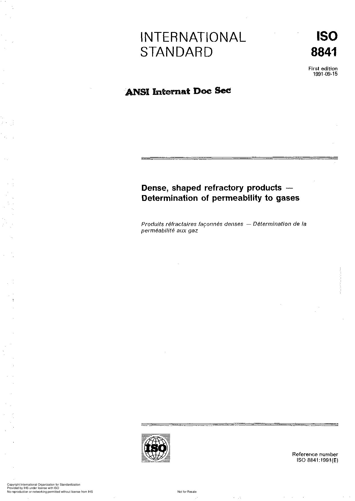 ISO 8841:1991封面图