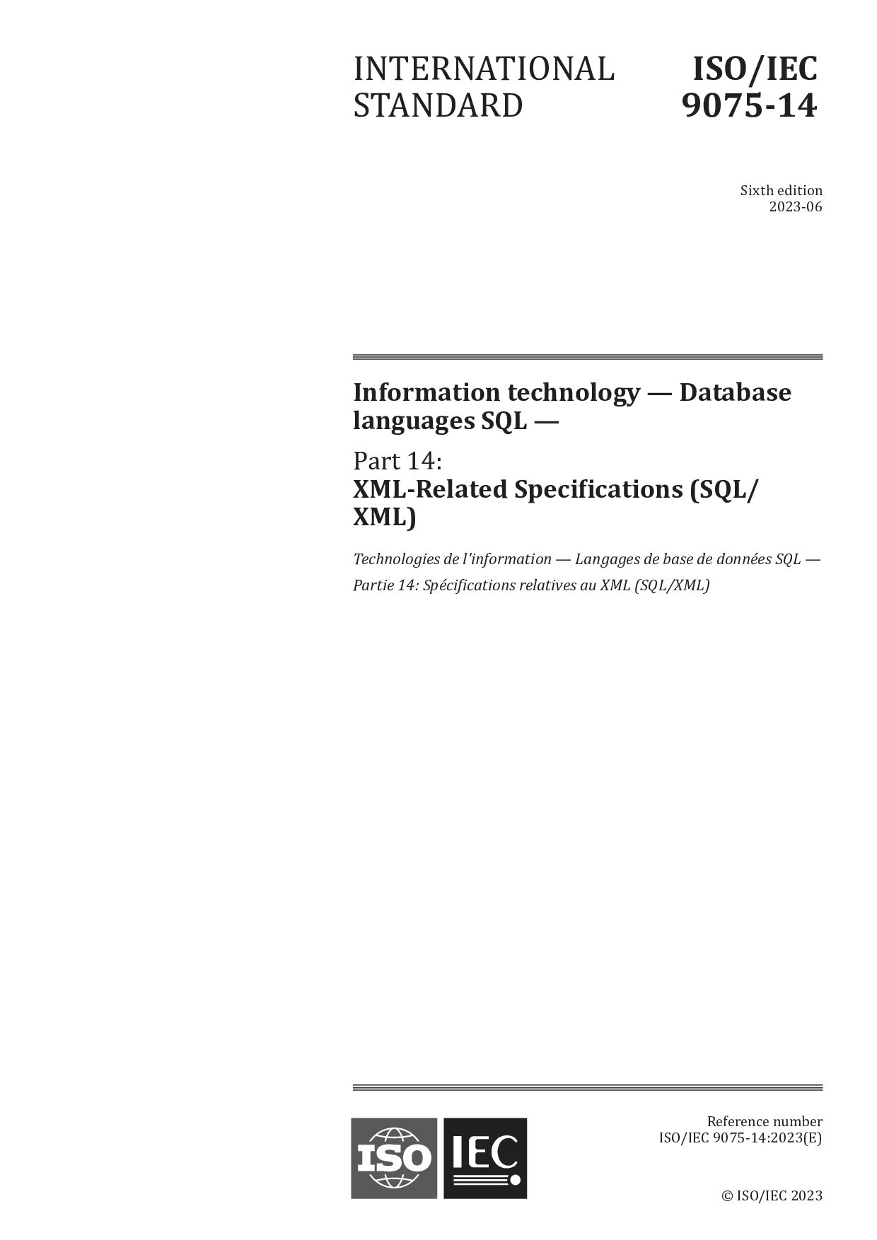ISO/IEC 9075-14:2023封面图
