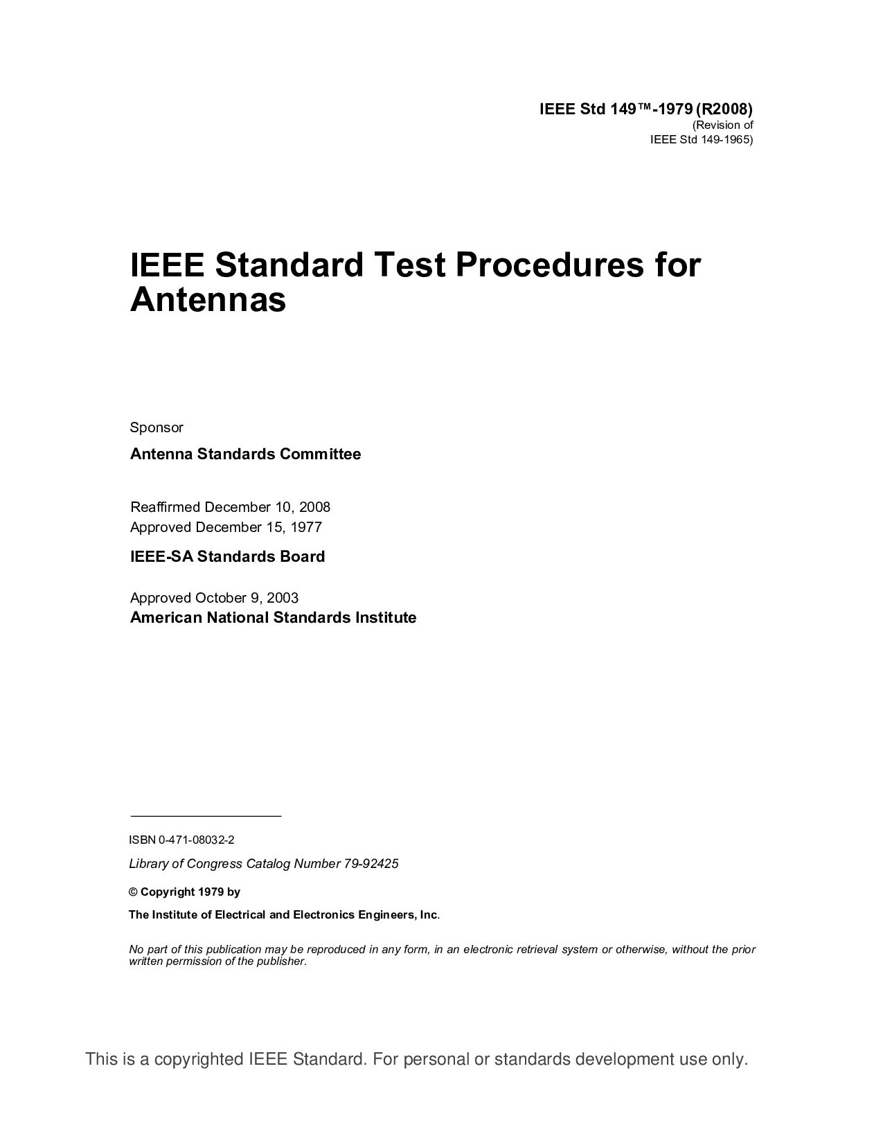 IEEE Std 149-1979封面图