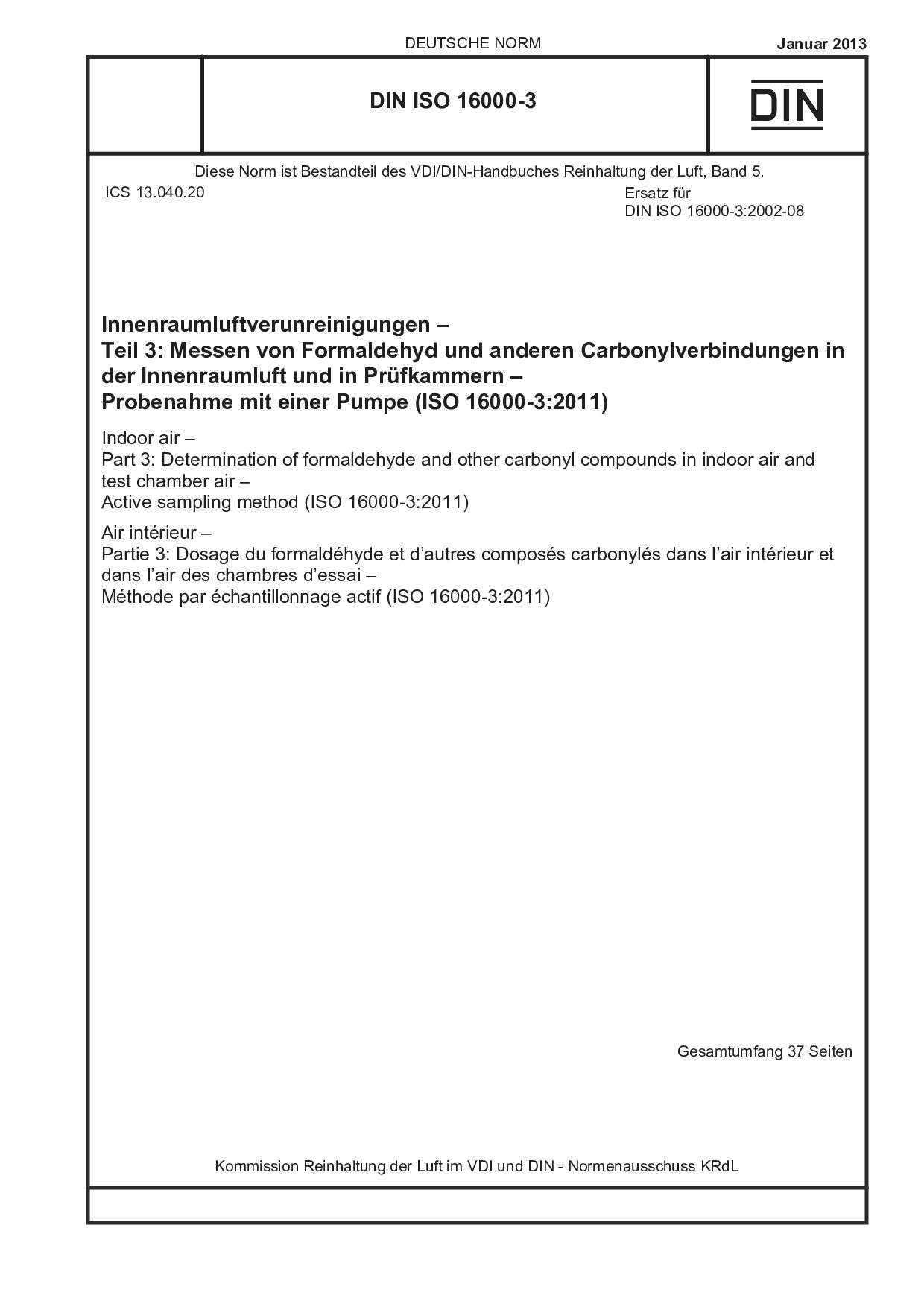 DIN ISO 16000-3:2013-01