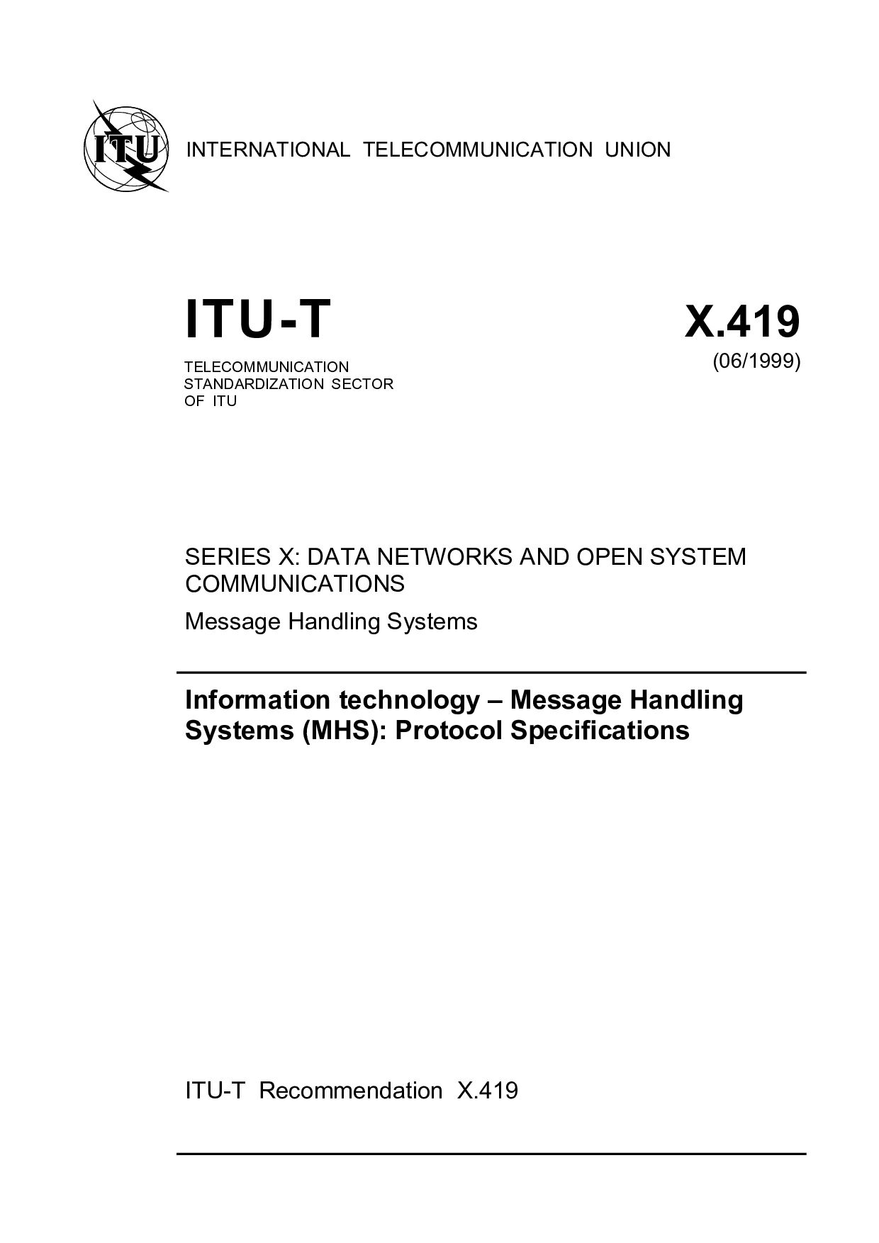 ITU-T X.419-1999封面图