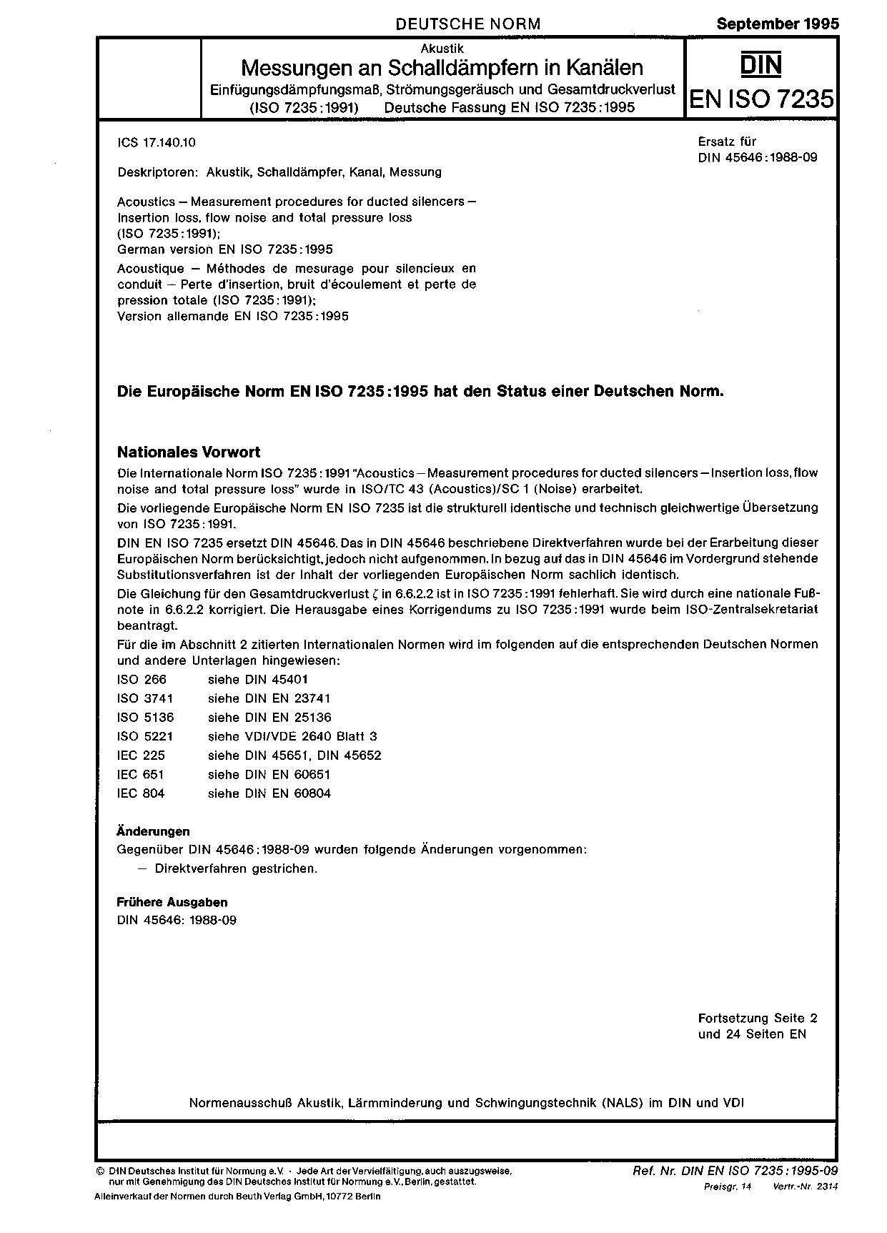DIN EN ISO 7235:1995封面图