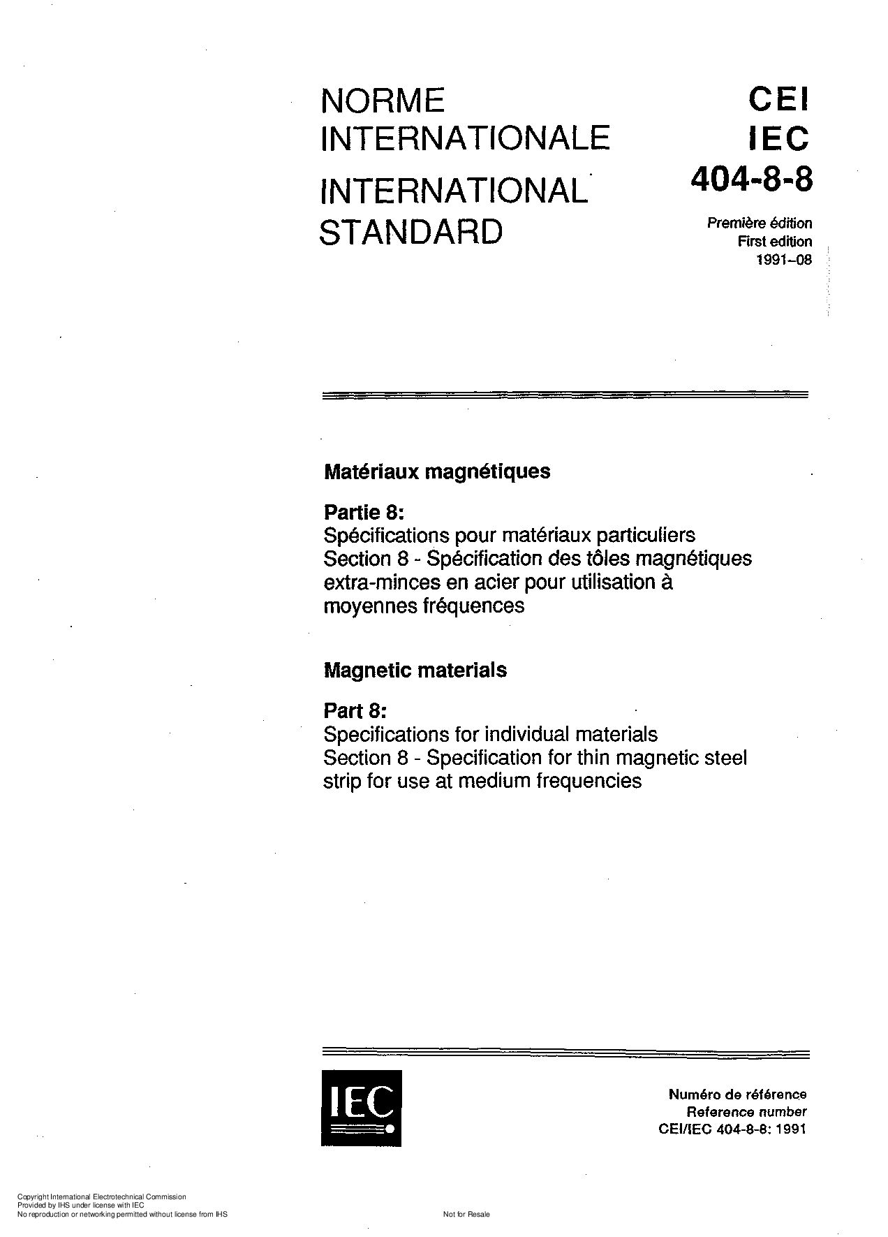 IEC 60404-8-8:1991封面图