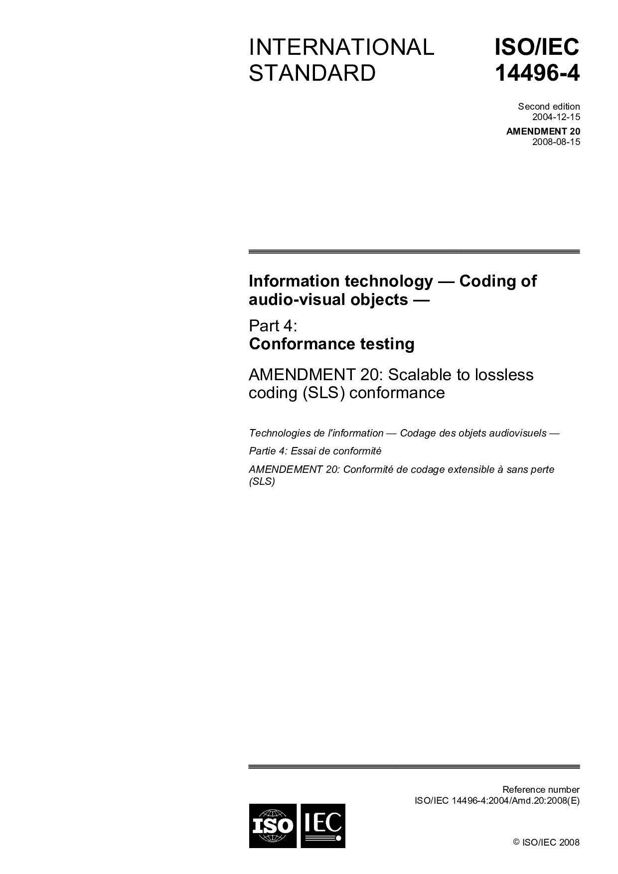 ISO/IEC 14496-4:2004/Amd 20:2008