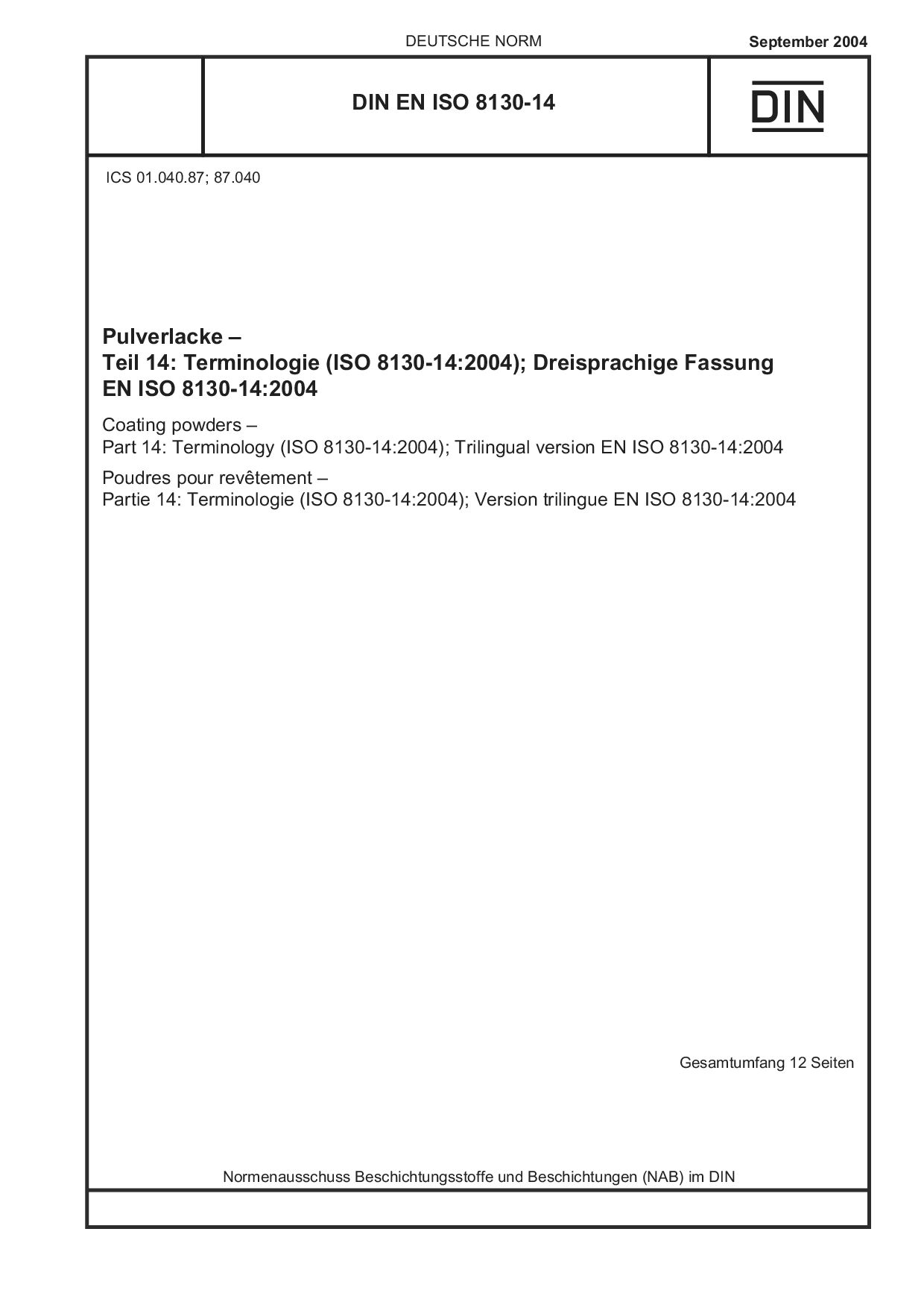 DIN EN ISO 8130-14:2004