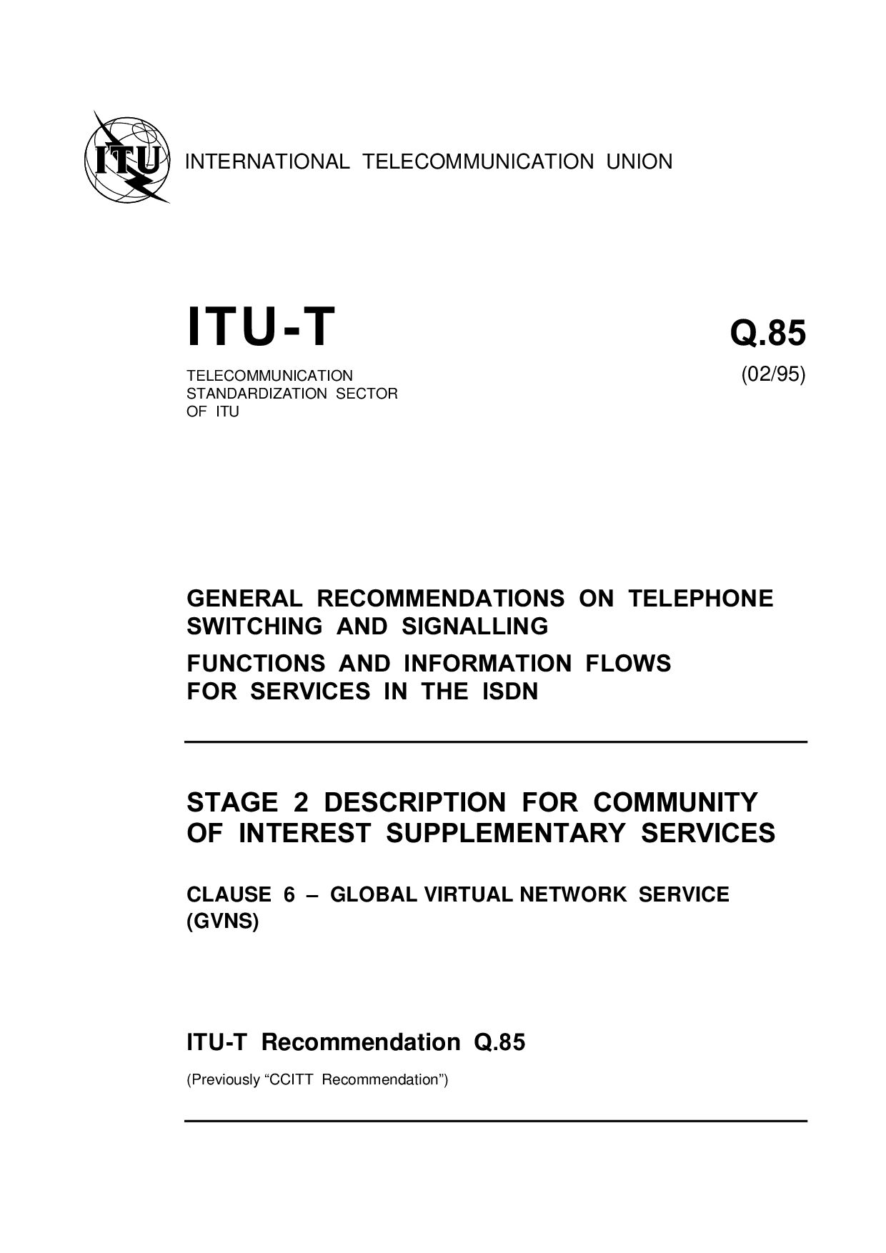 ITU-T Q.85.6-1995