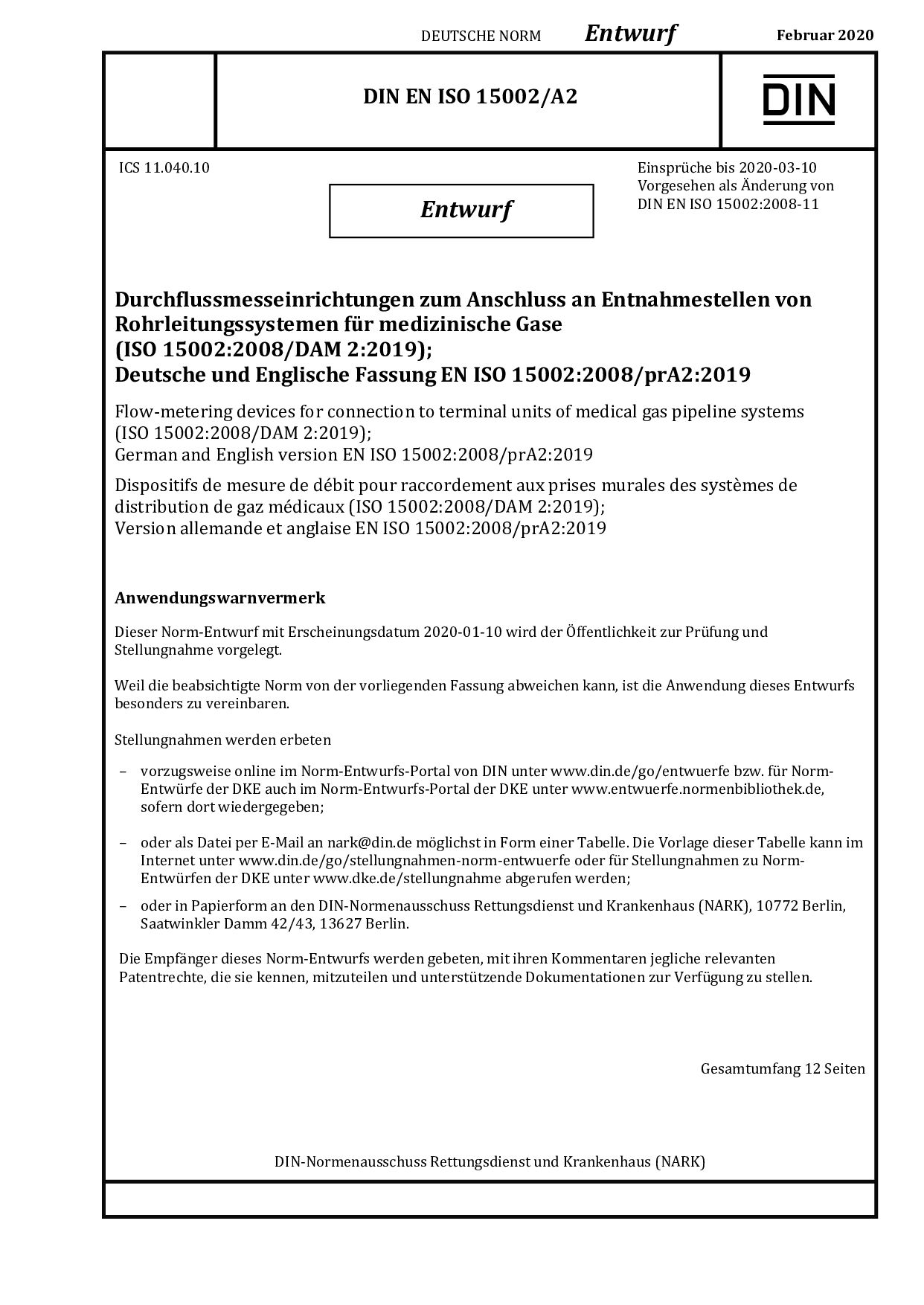 DIN EN ISO 15002 A2 E:2020-02封面图